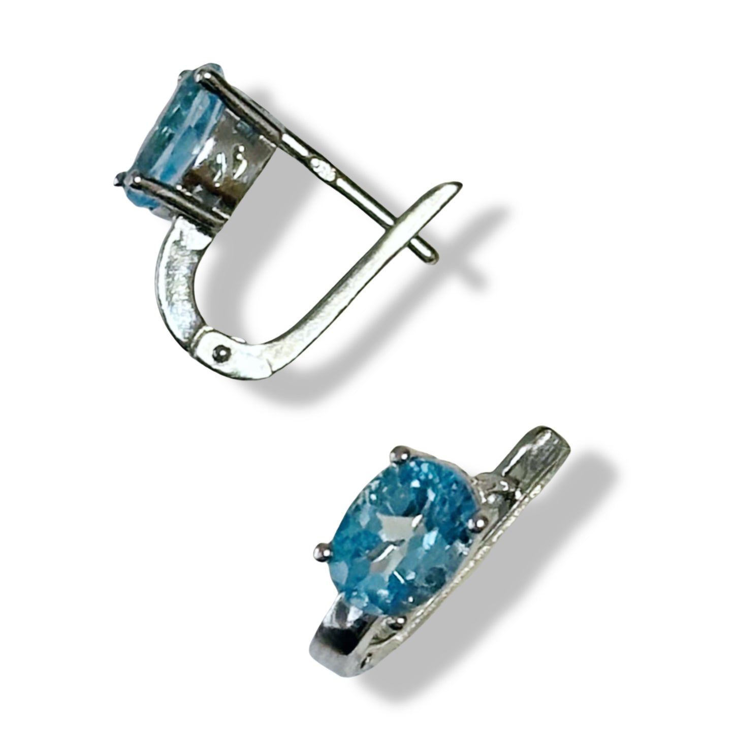 Silver Earrings with Swiss Blue Topazes