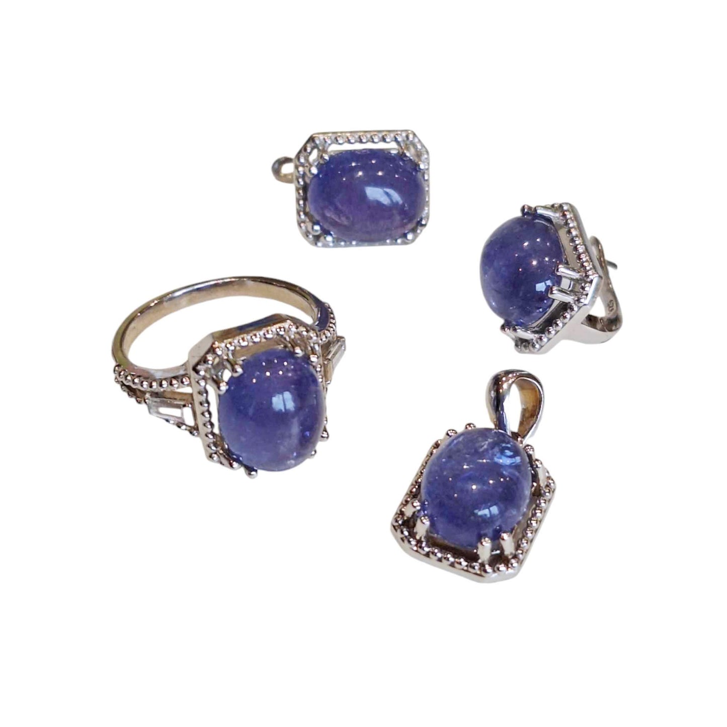 Silver Earrings with Tanzanites