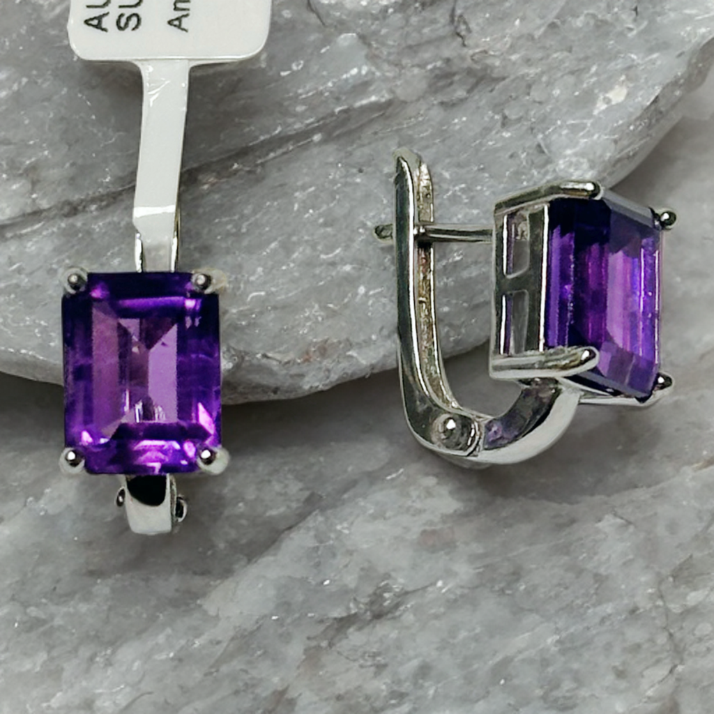Silver Earrings with Amethysts