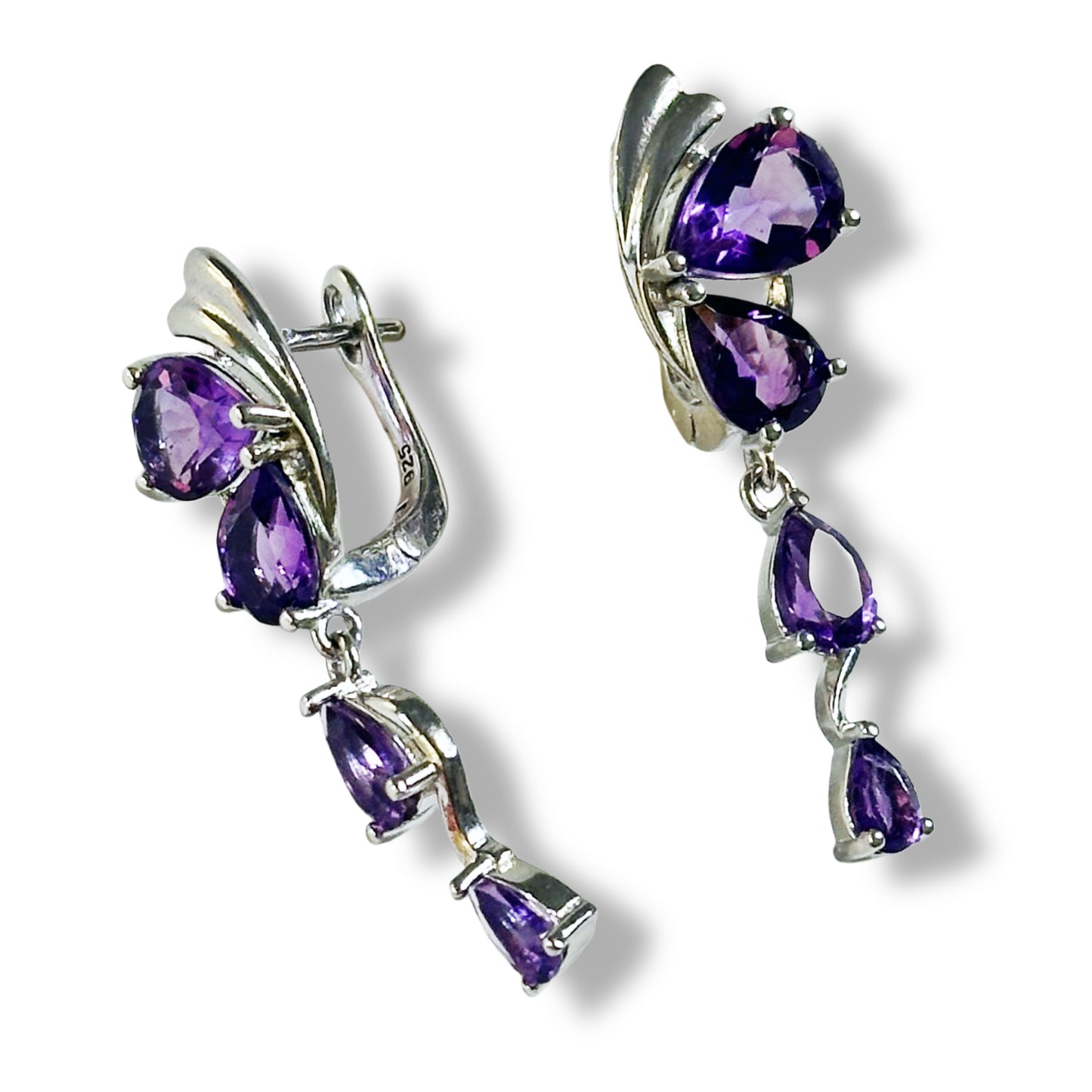 Silver Earrings with Amethysts