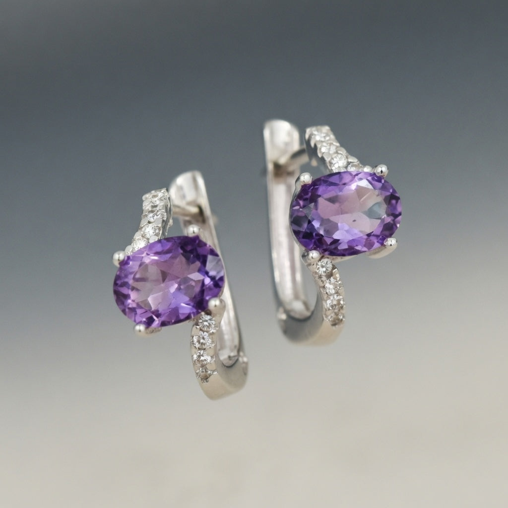 Silver Earrings with Amethysts and Zircons