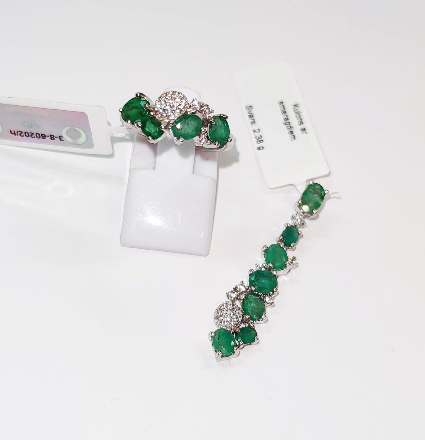 Silver Pendant with Emeralds and Zircons