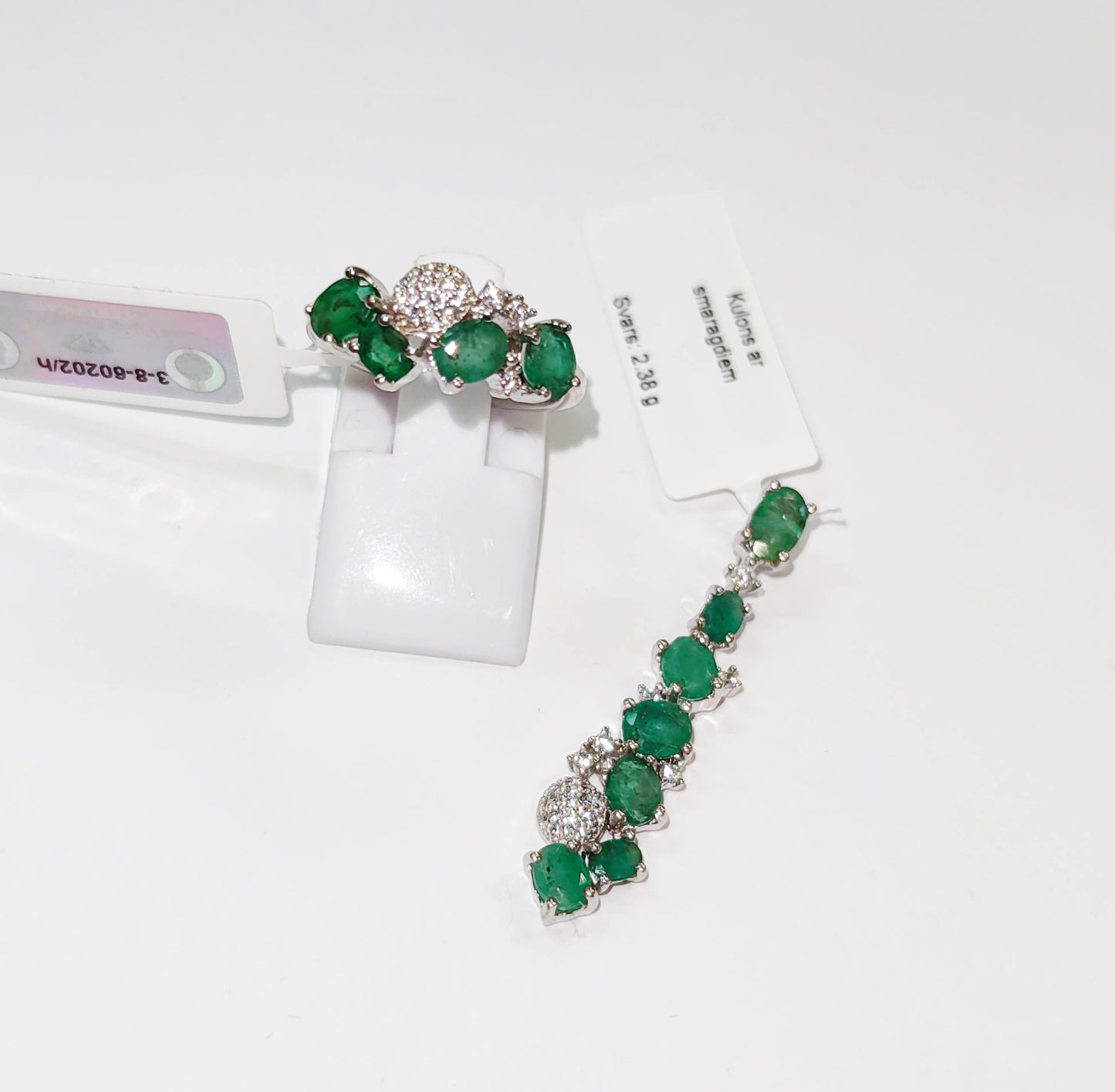 Silver Ring with Emeralds and Zircons