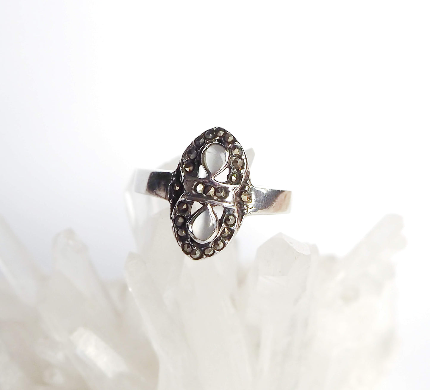 Silver Ring with White Nacre