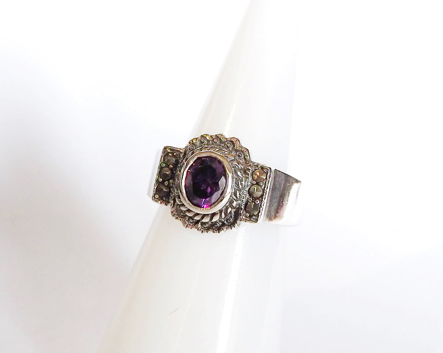 Silver Ring with Purple Zircon