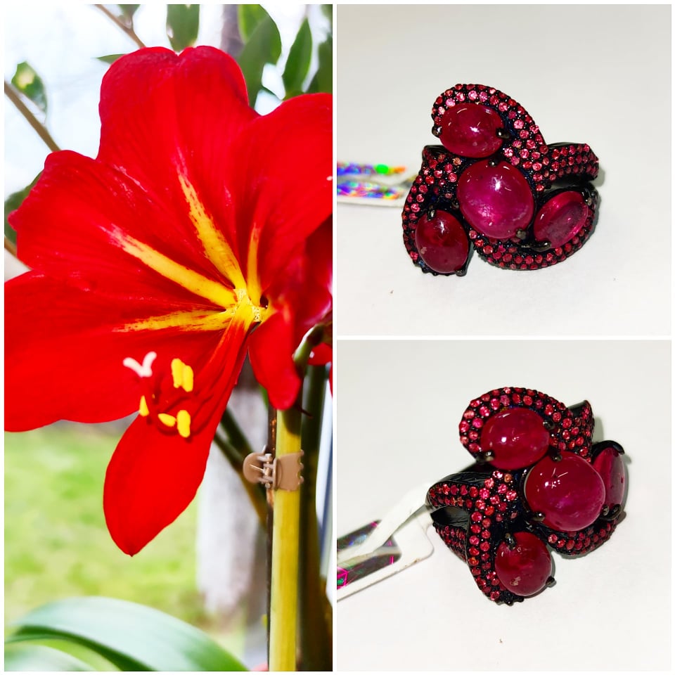 Серебряное кольцо с рубинами