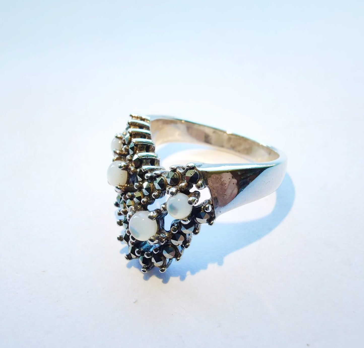 Silver Ring with White Nacre