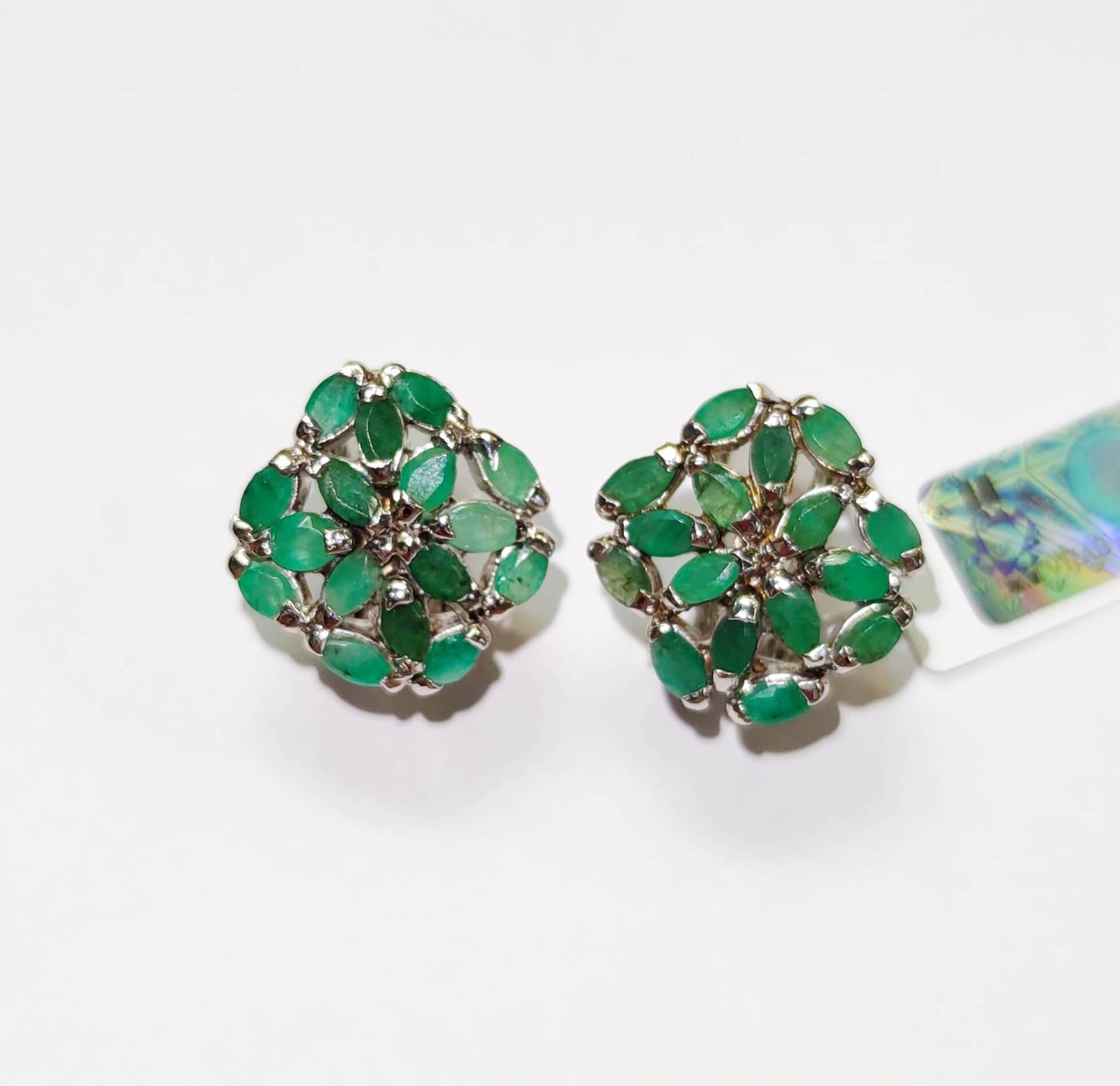 Silver Earrings with Emeralds