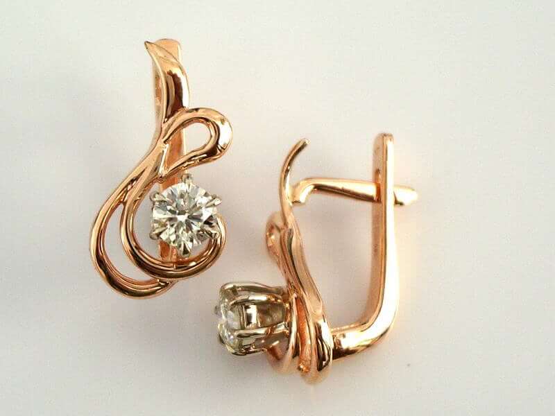 Red Gold Earrings with Diamonds - AnArt