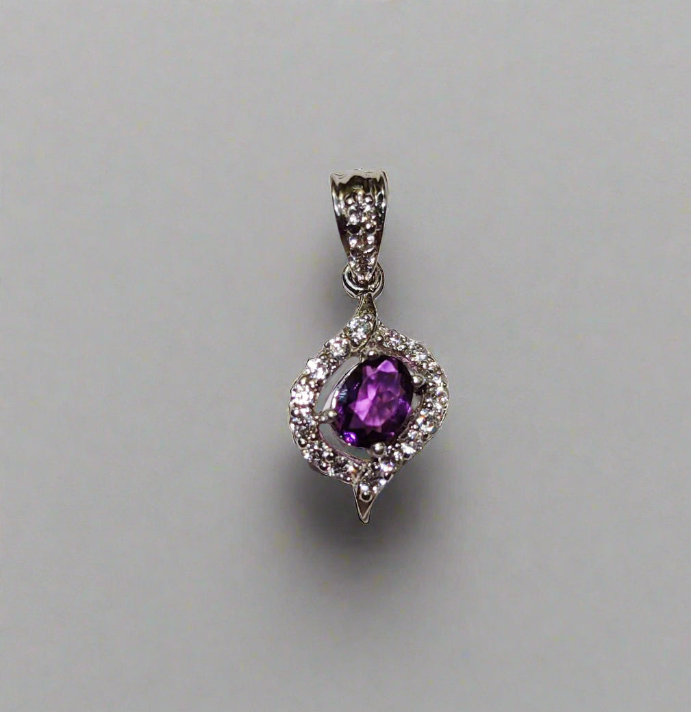 Silver Pendant with Amethyst and Zircons