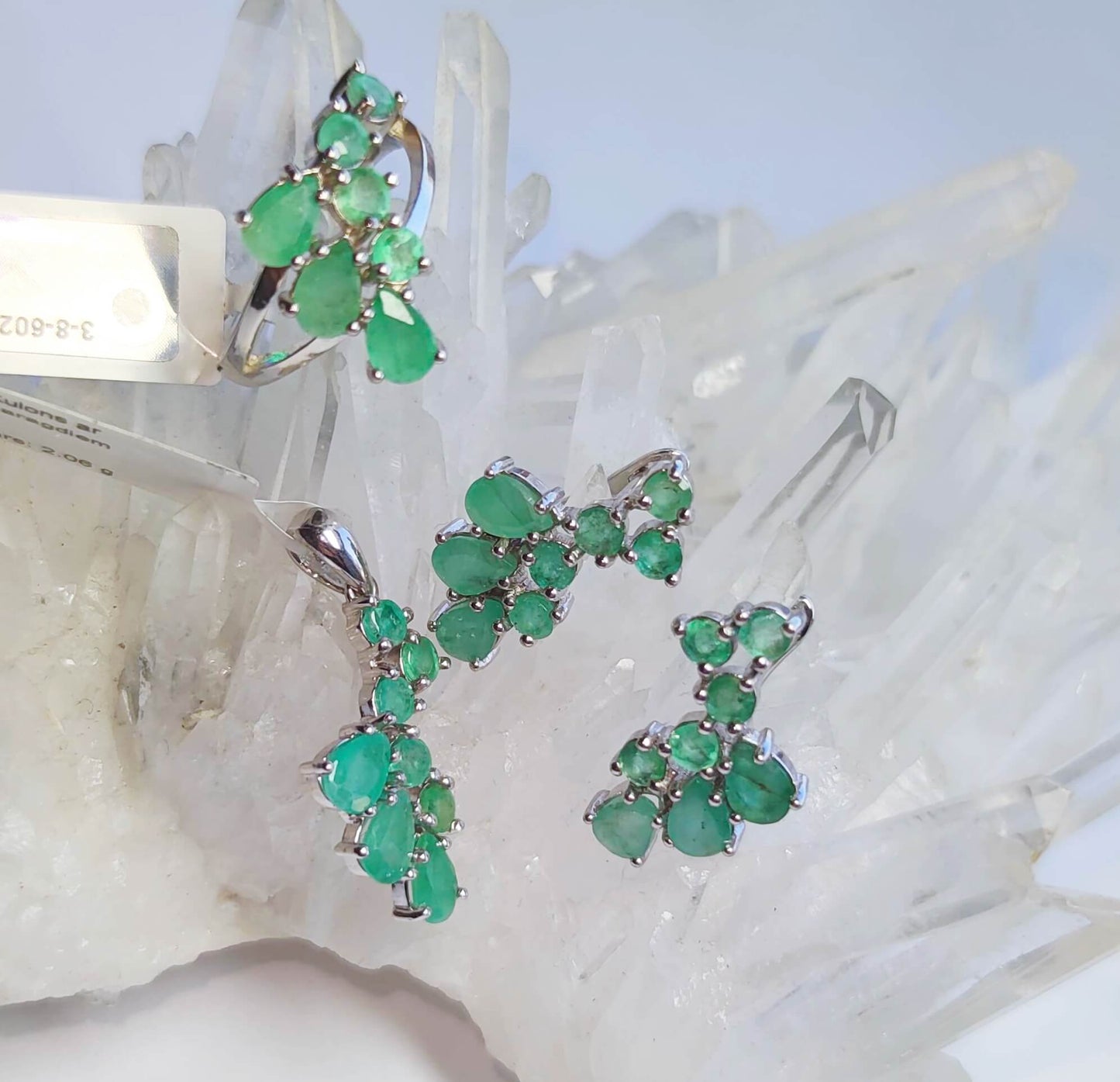 Silver Pendant with Emeralds