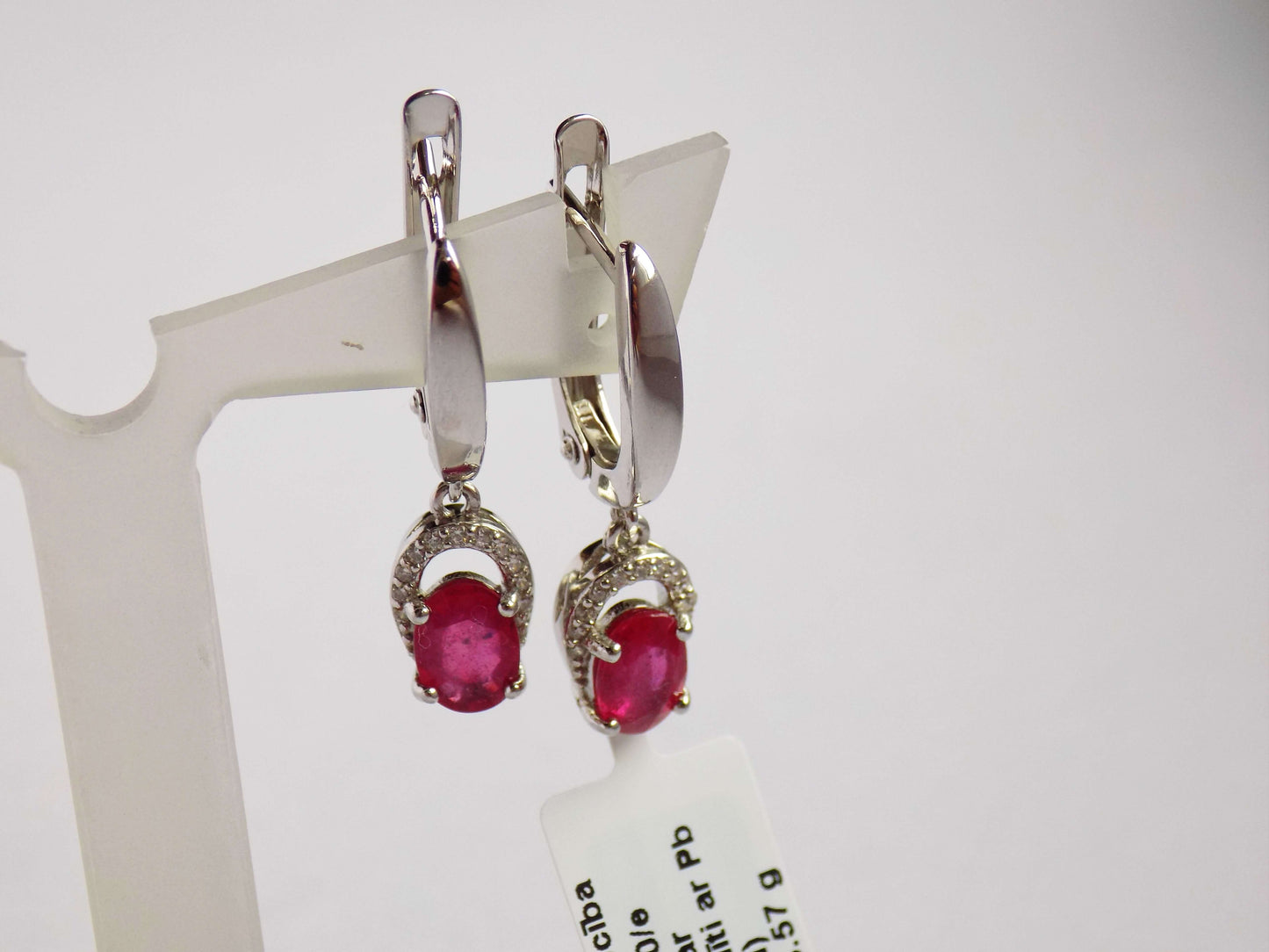 Silver Earrings with Rubies and Zircons - AnArt