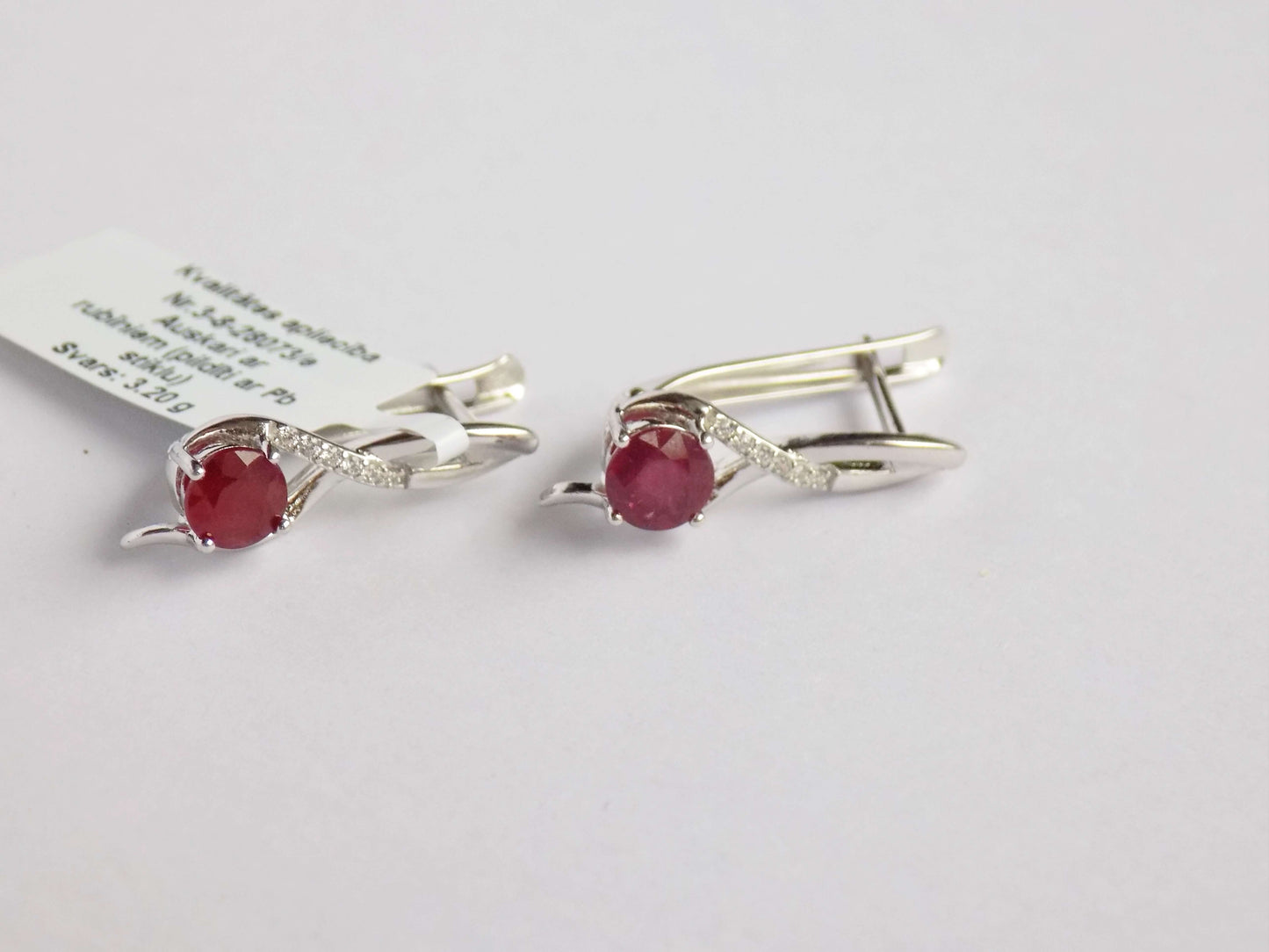 Silver Earrings with Rubies and Zircons - AnArt