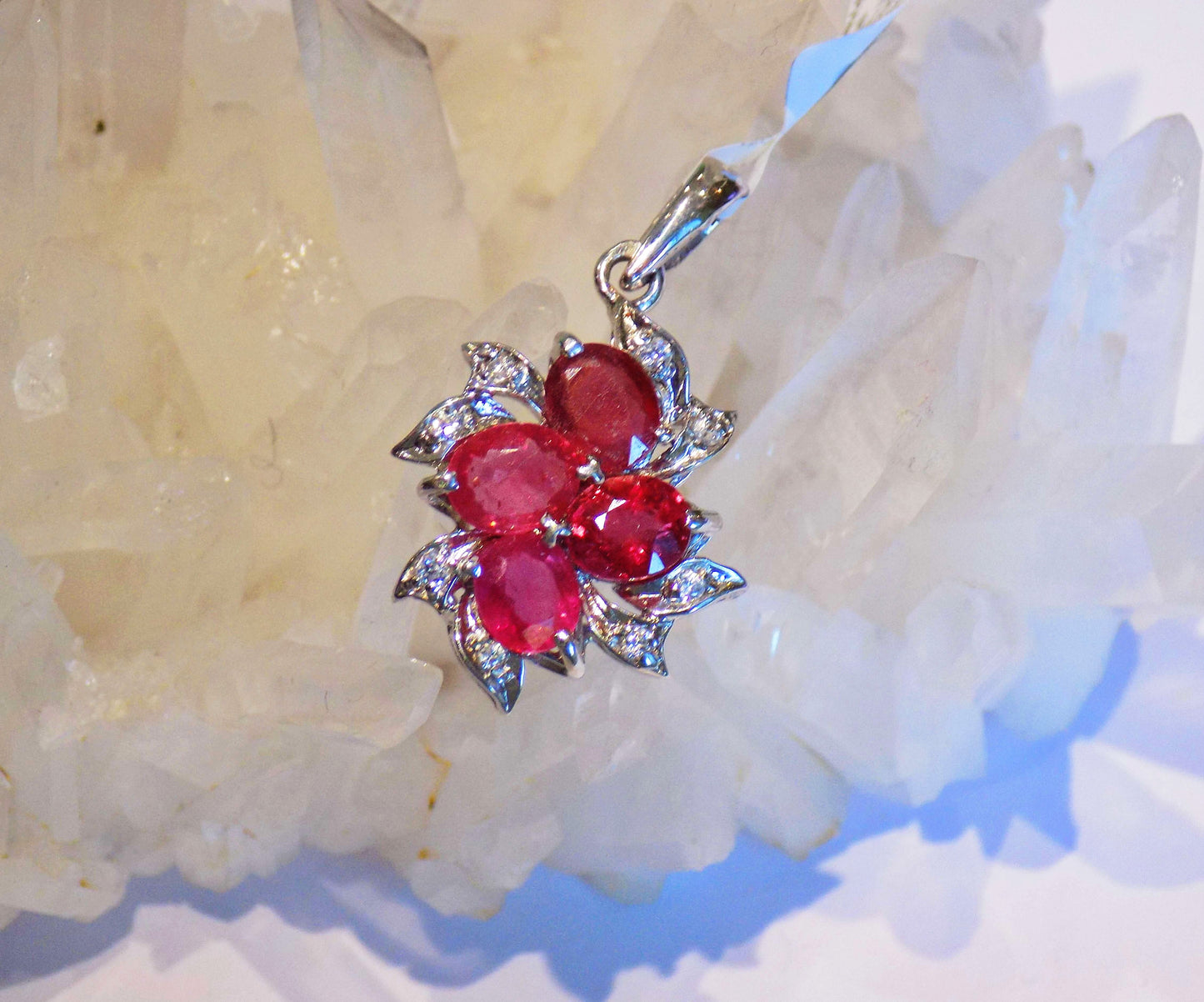 Серебряный кулон с Рубинами и Цирконами