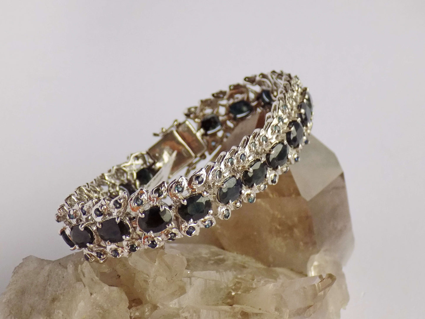 Silver Bracelet with Blue and Green Sapphires - AnArt