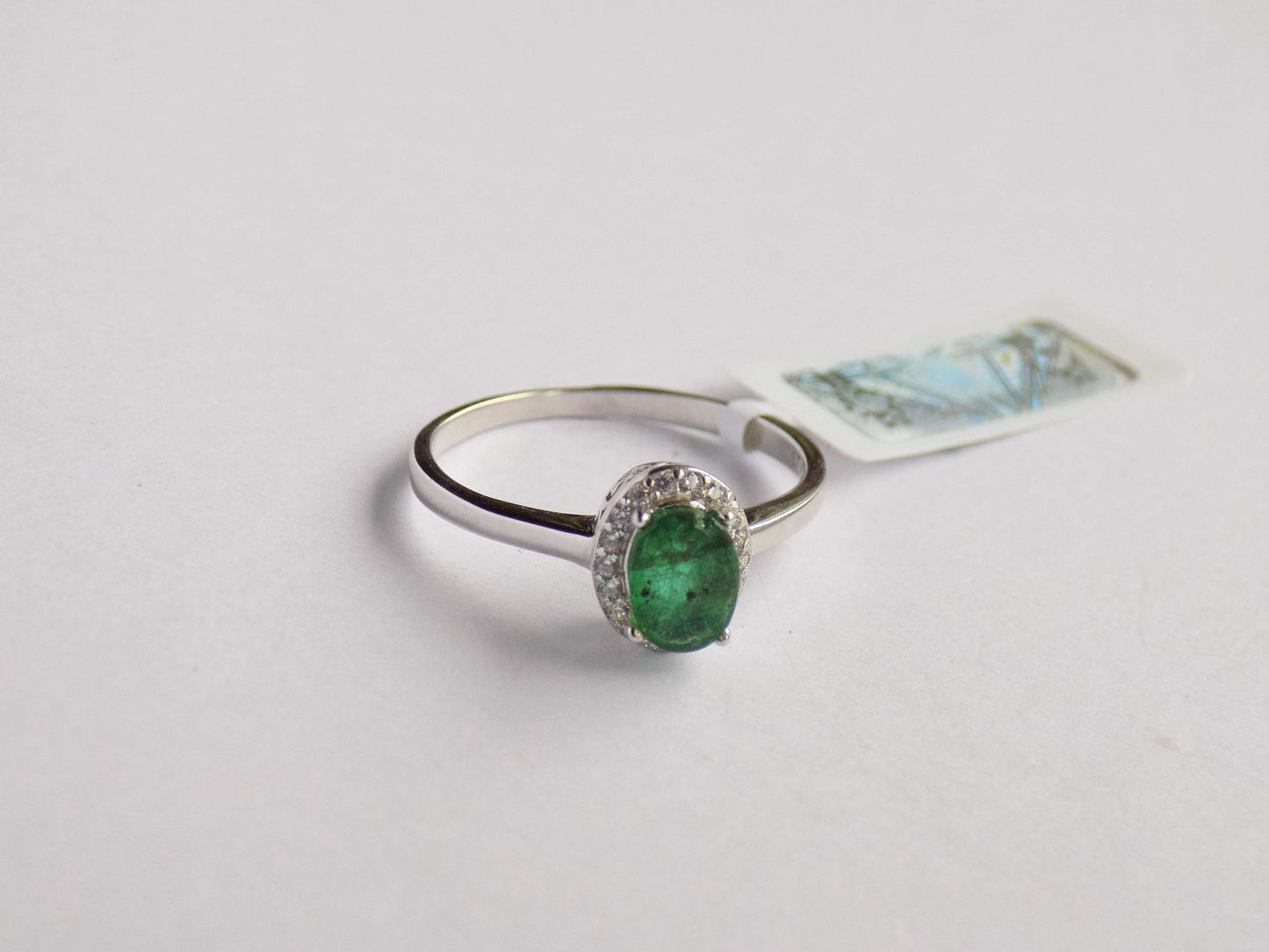Silver Ring with Emerald and Zircons - AnArt