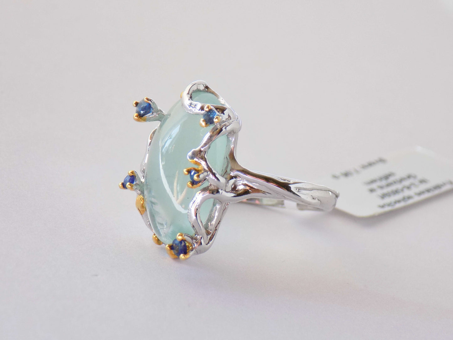 Silver Ring with Aquamarine and Blue Sapphires - AnArt