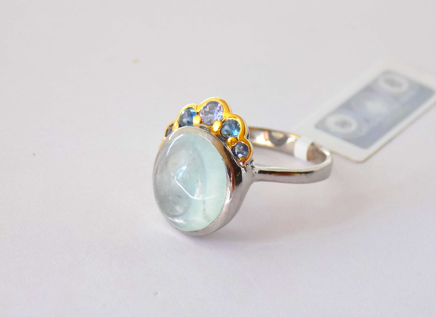 Silver Ring with Aquamarine, Blue Sapphires and Tanzanite - AnArt