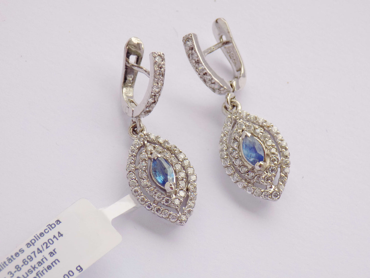 Silver Earrings with Blue Sapphires and Zircons - AnArt