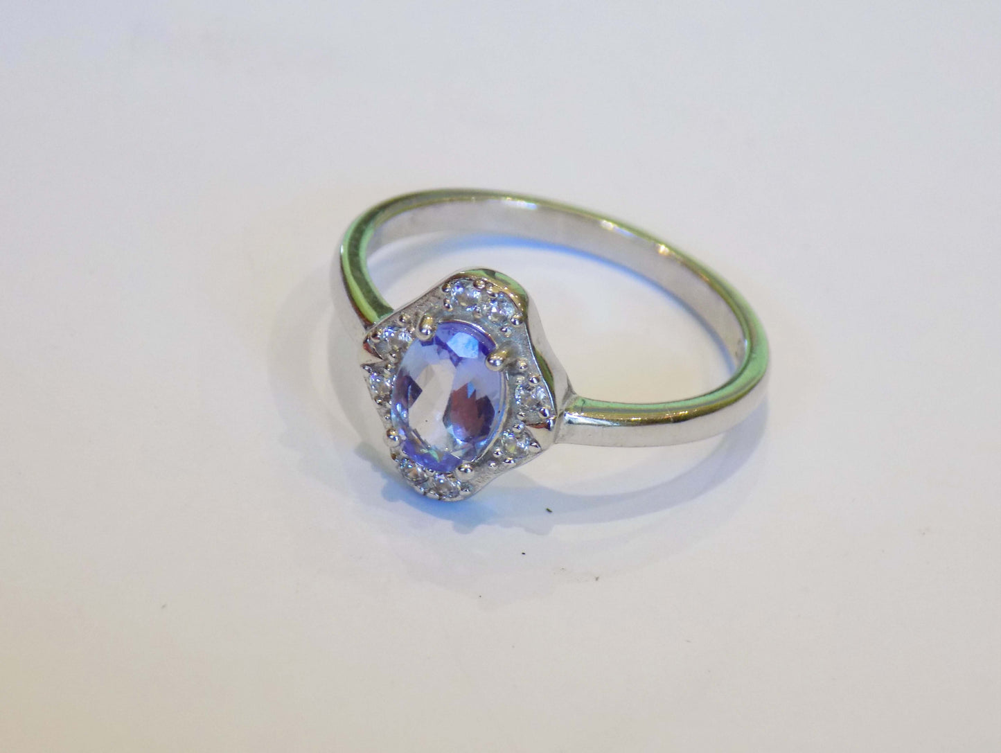 Silver Ring with Tanzanite and Zircons