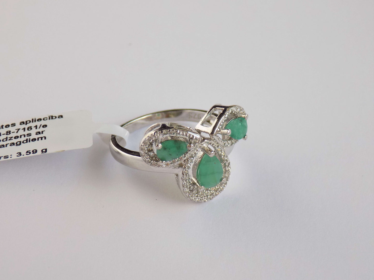Silver Ring with Emeralds and Zircons - AnArt