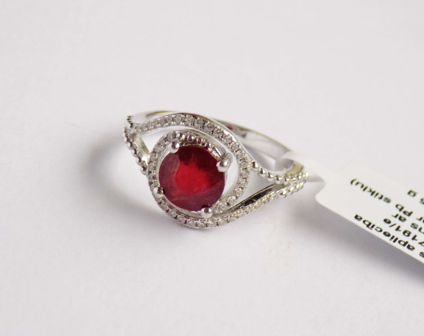 Silver Ring with Ruby and Zircons - AnArt