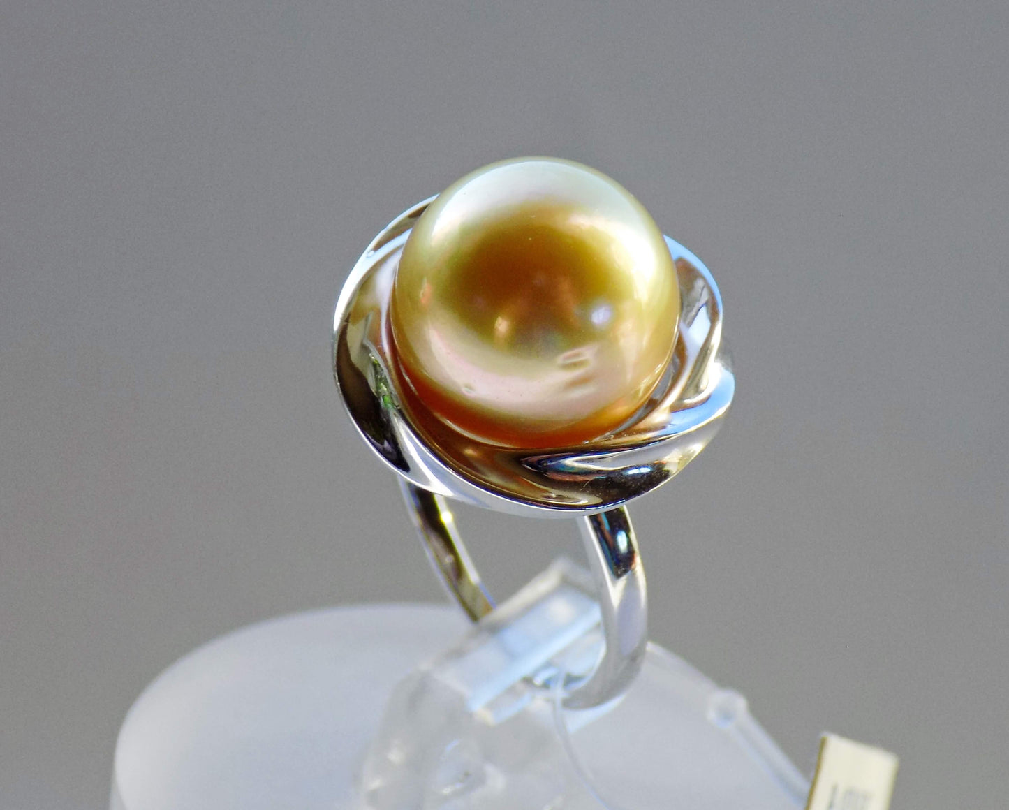 Silver Ring with Golden Sea Pearl