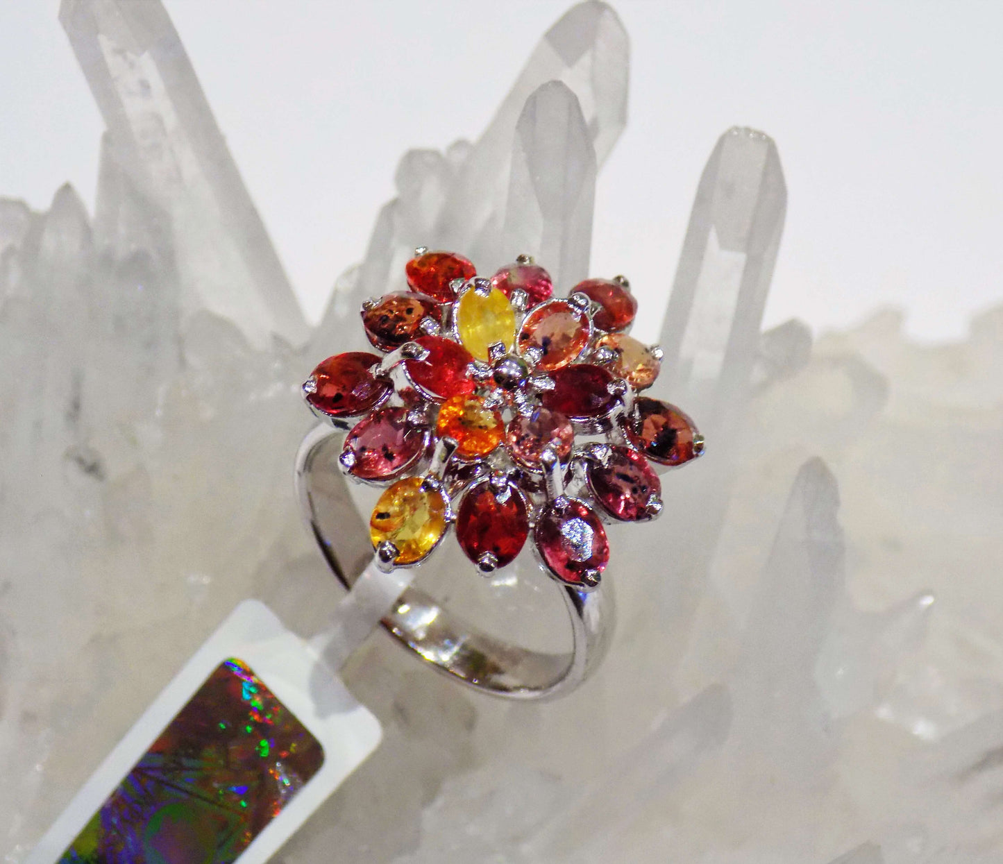 Серебряное кольцо с разноцветными Сапфирами