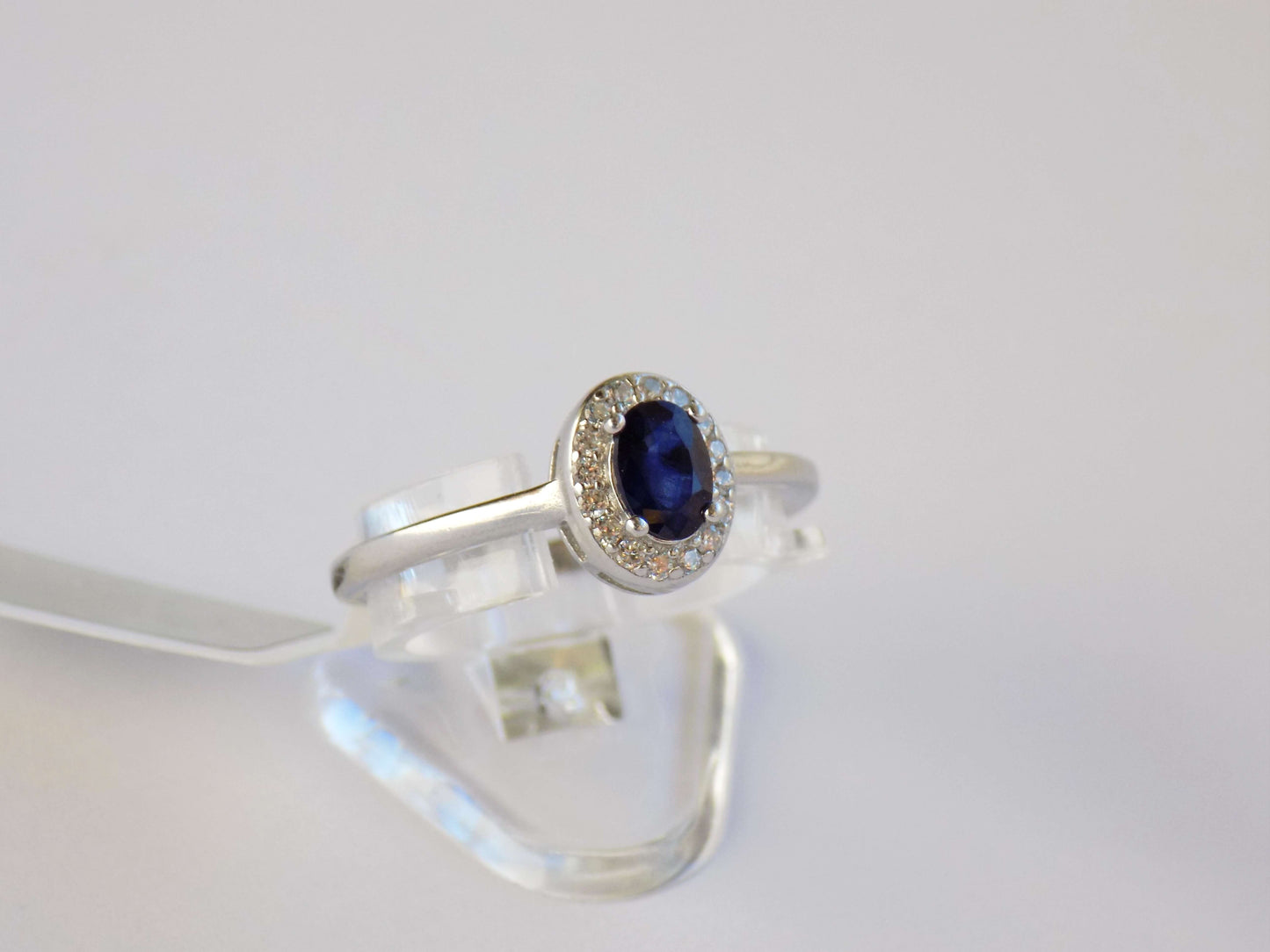Silver Ring with Blue Sapphire and Zircons - AnArt