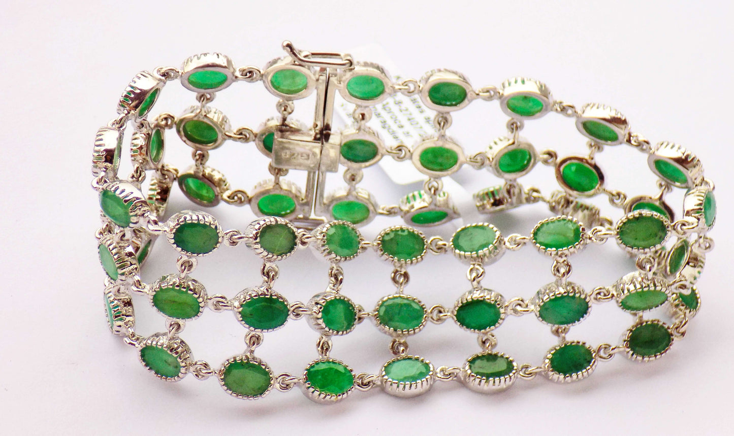 Серебряный браслет с Изумрудами