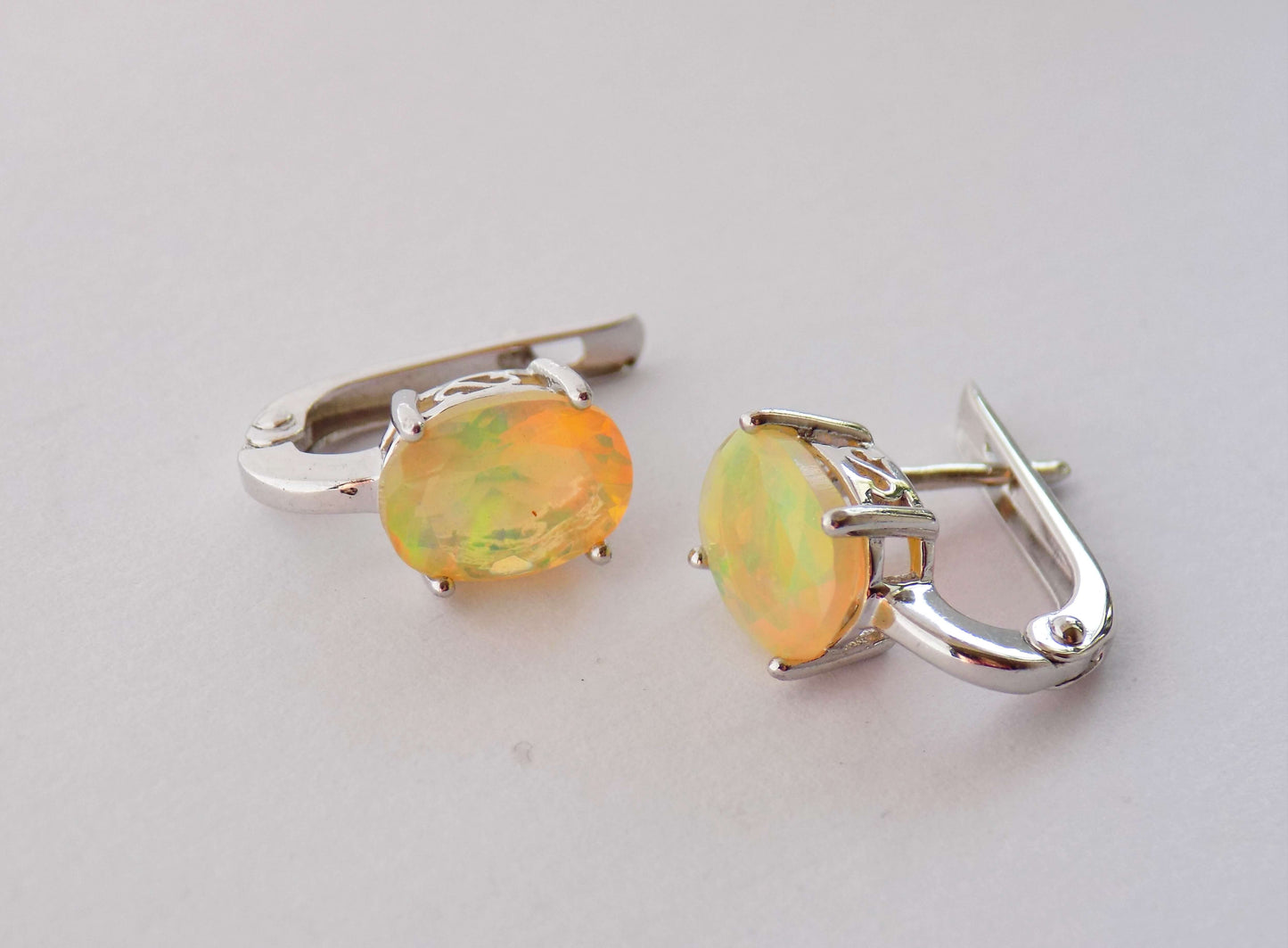 Silver Earrings with Ethiopian Opals - AnArt