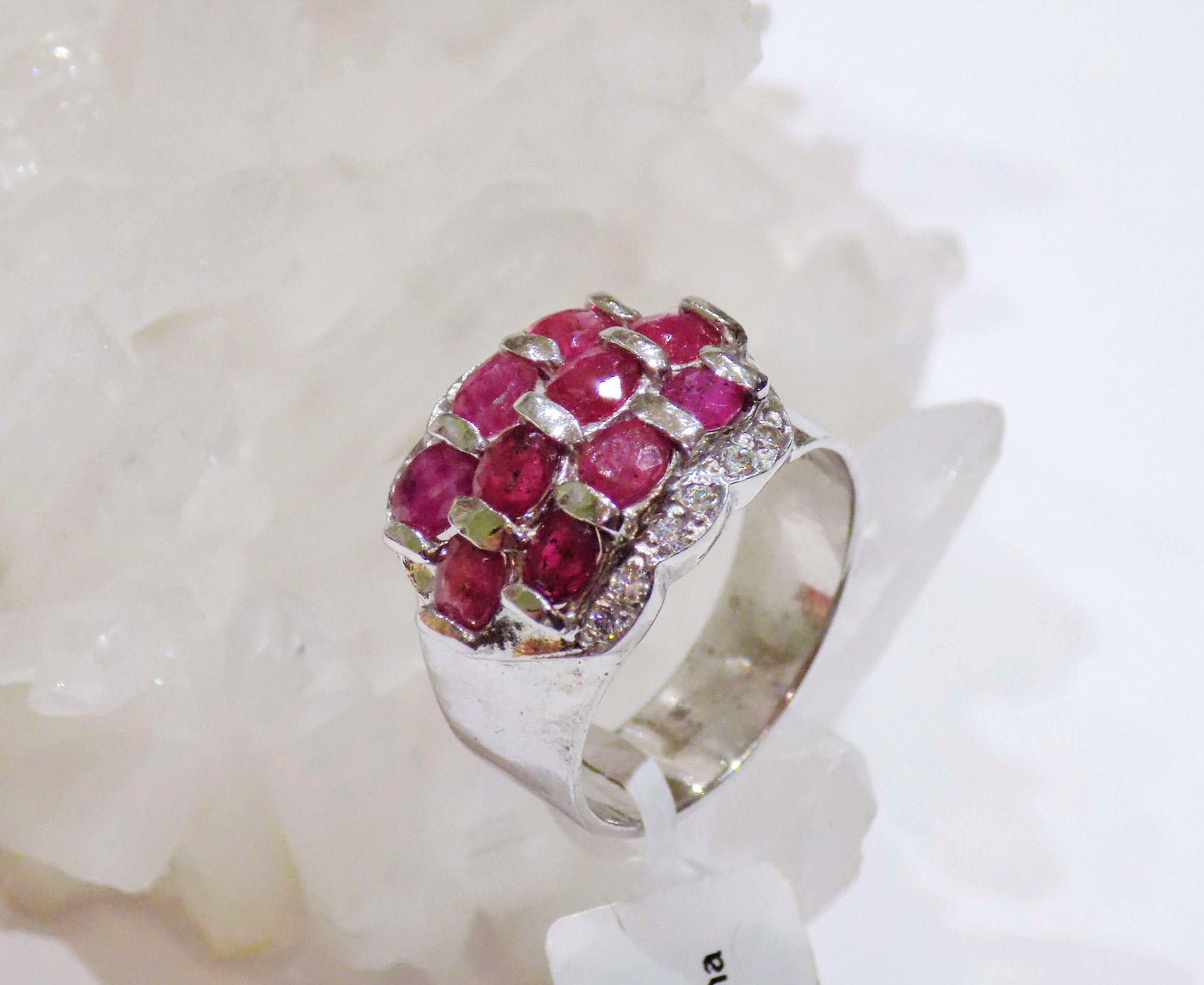 Серебряное кольцо с Рубинами и Цирконами
