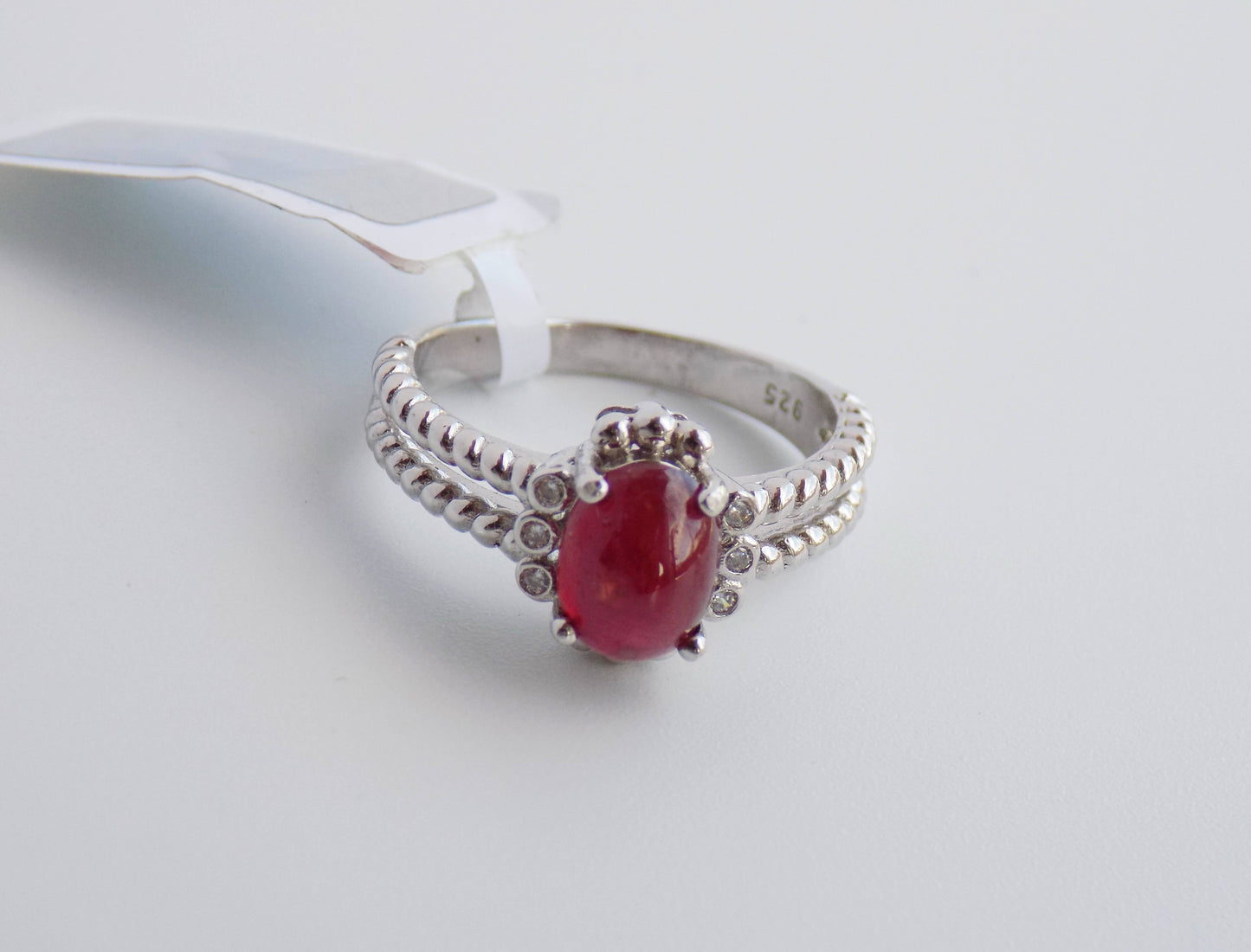 Silver Ring with Ruby and Zircons - AnArt