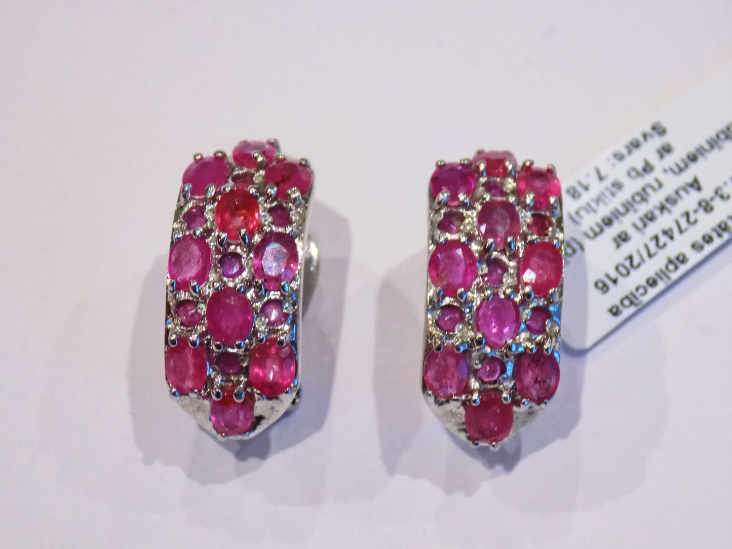 Silver Earrings with Rubies