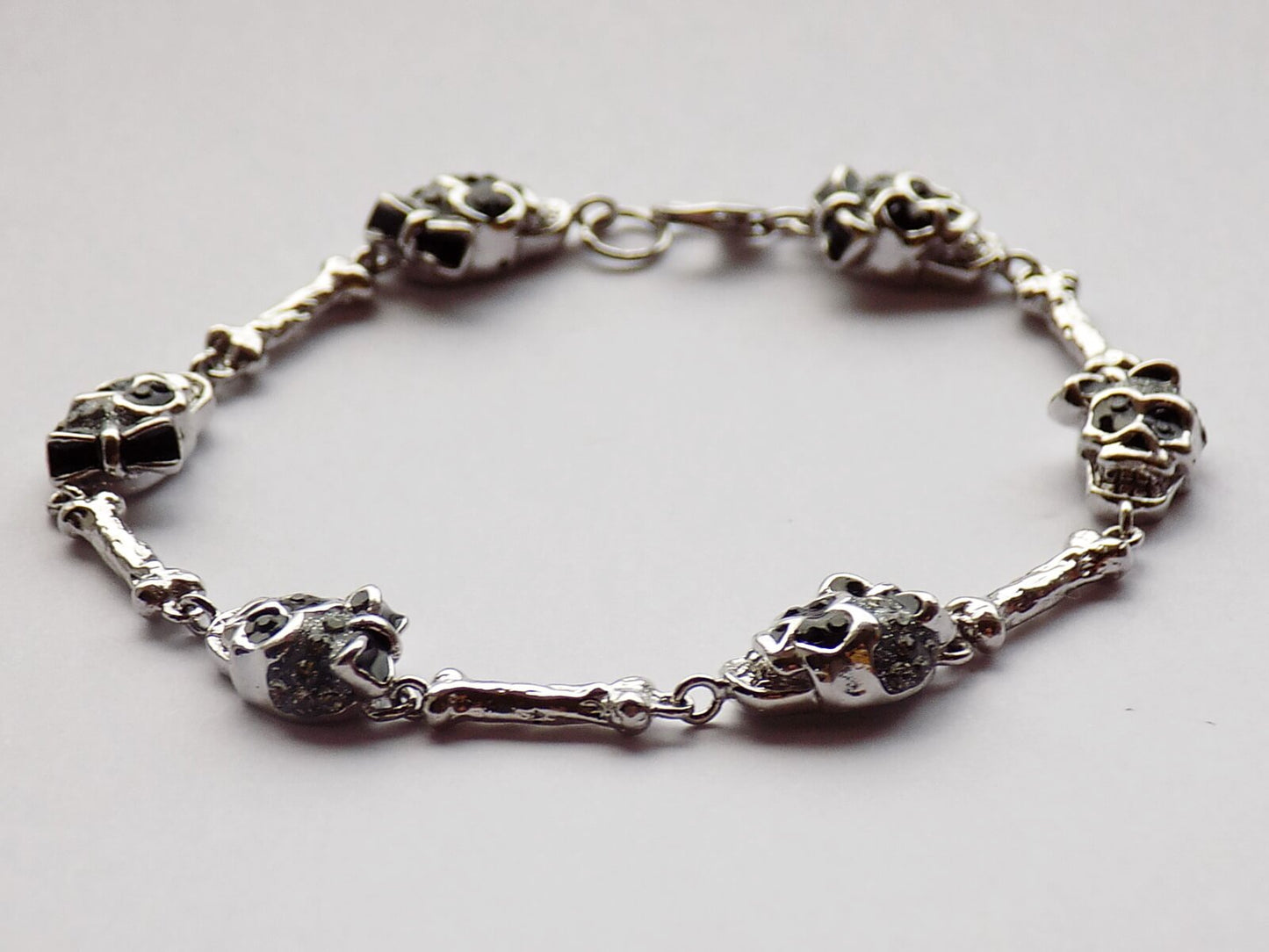 Silver Bracelet with Skulls and SWAROVSKI Crystals - AnArt