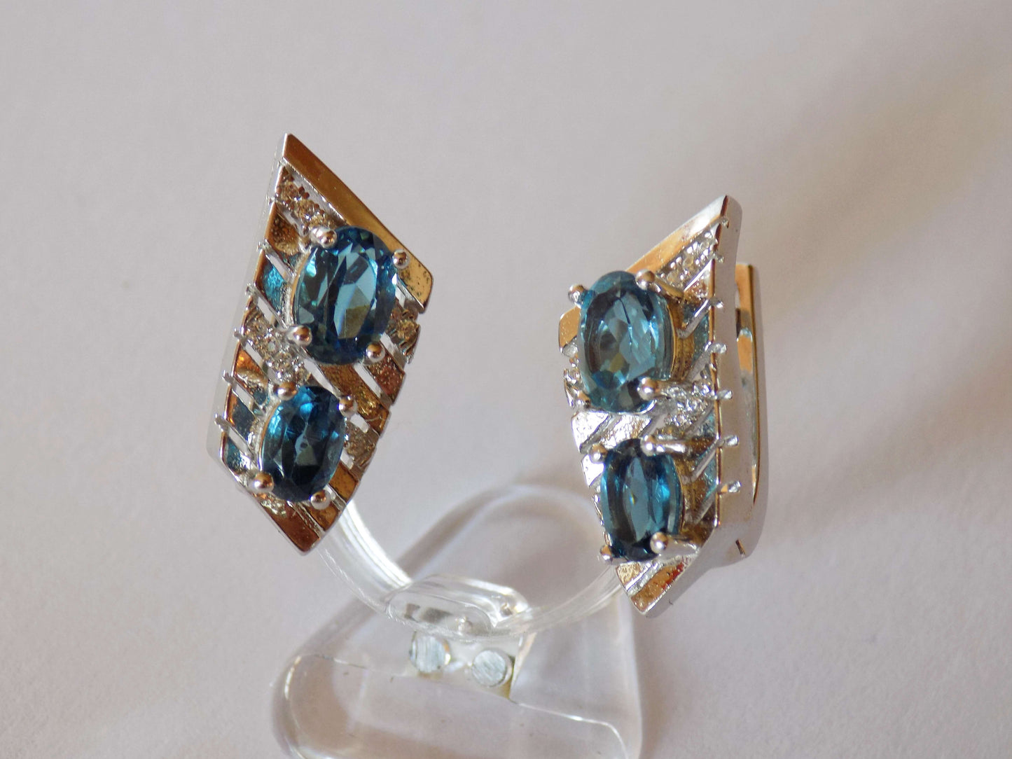 Silver Earrings with London Blue Topazes and Zircons - AnArt