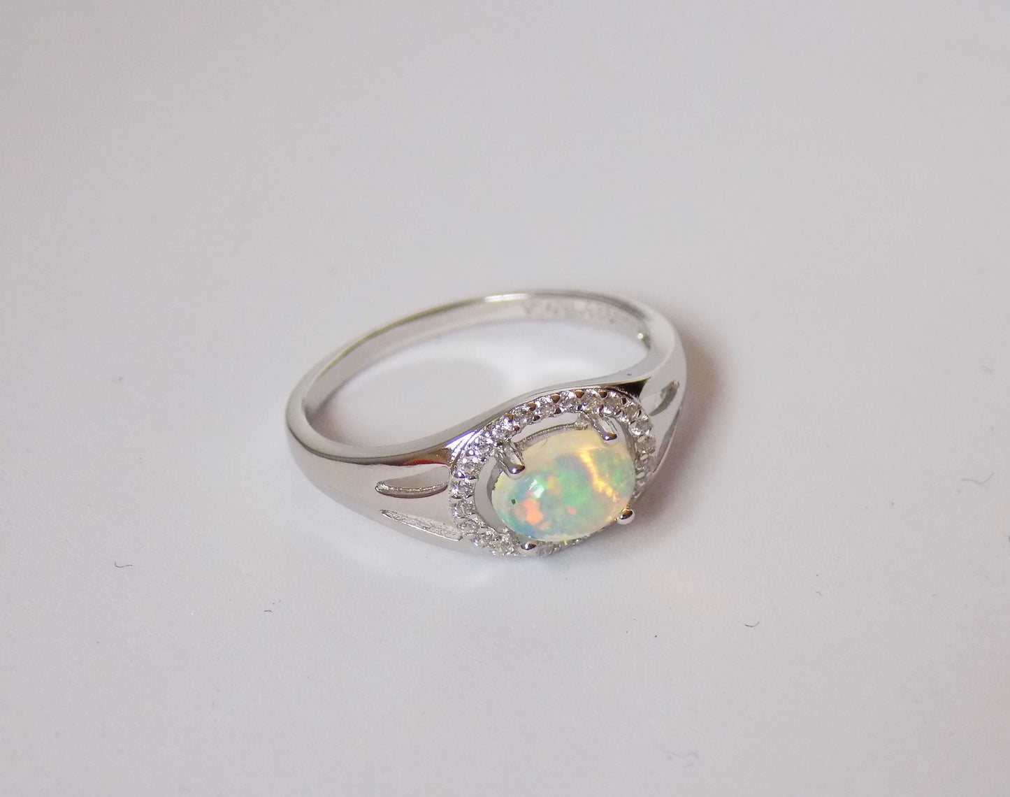 Silver Ring with Ethiopian Opal and Zircons - AnArt