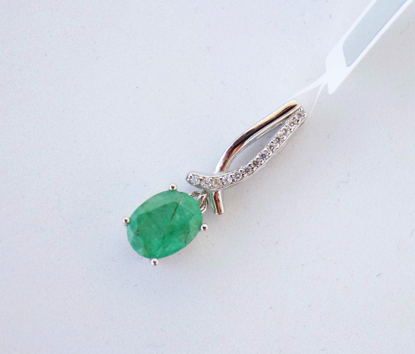 Silver Pendant with Emerald and Zircons