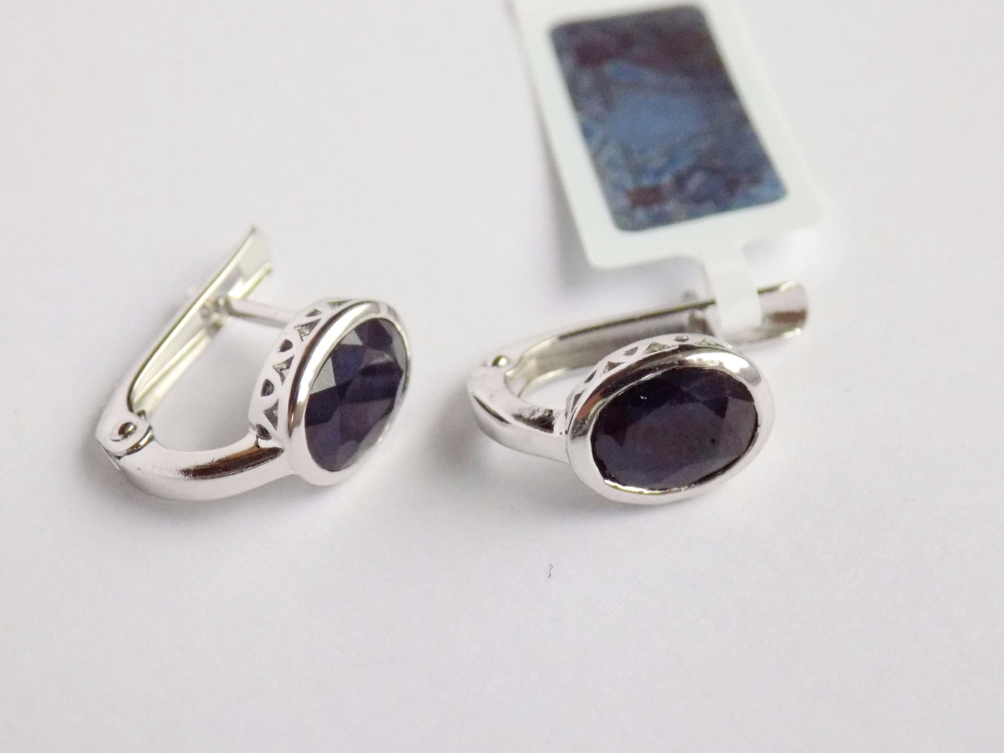 Silver Earrings with Blue Sapphires - AnArt