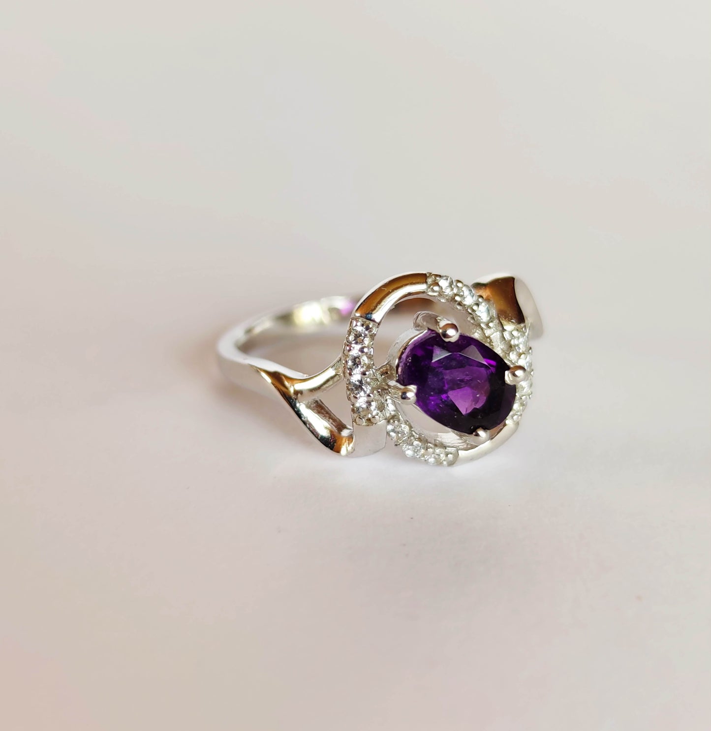 Silver Pendant with Amethyst and Zircons