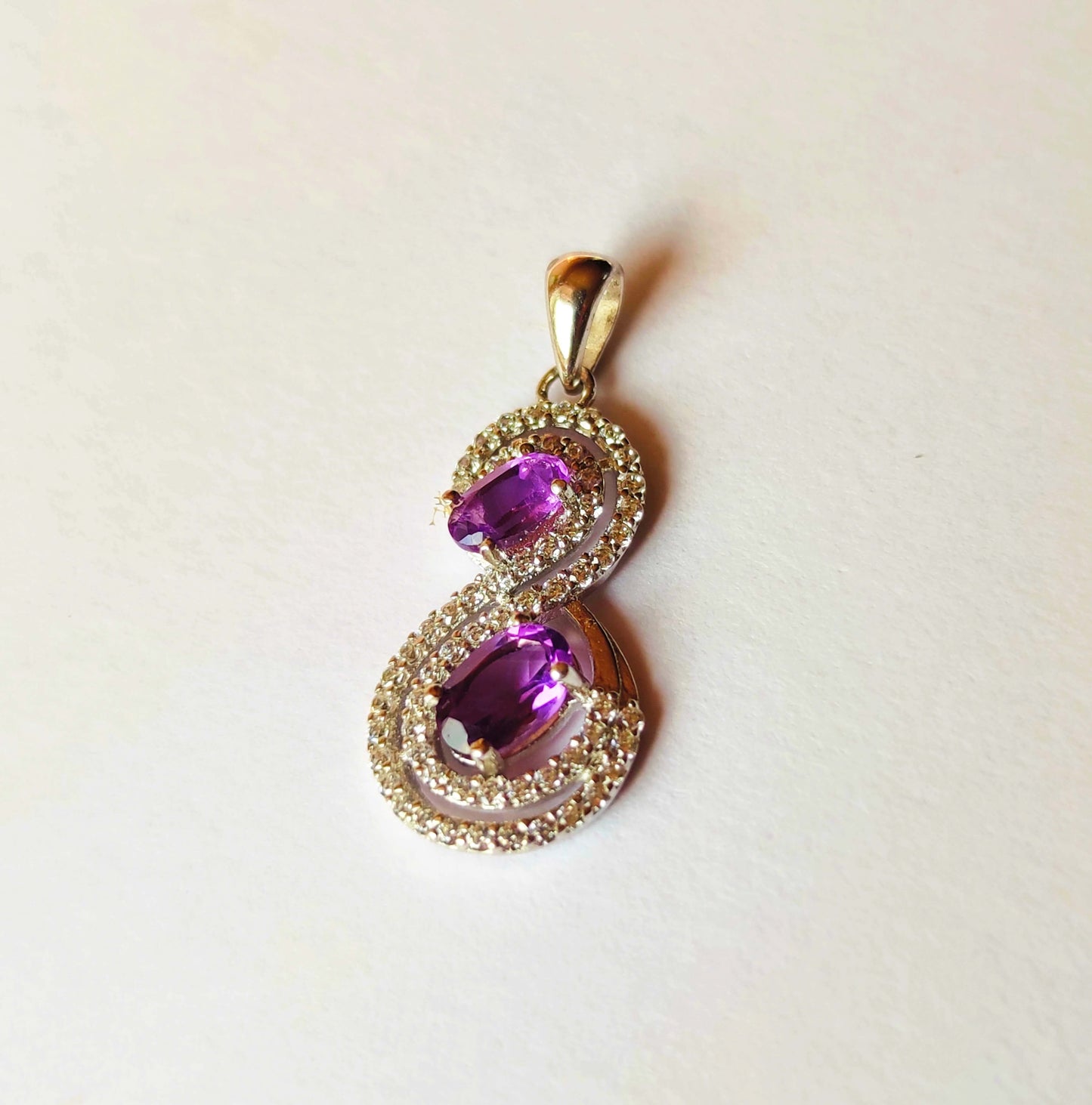 Серебряный кулон с Аметистами и Цирконами
