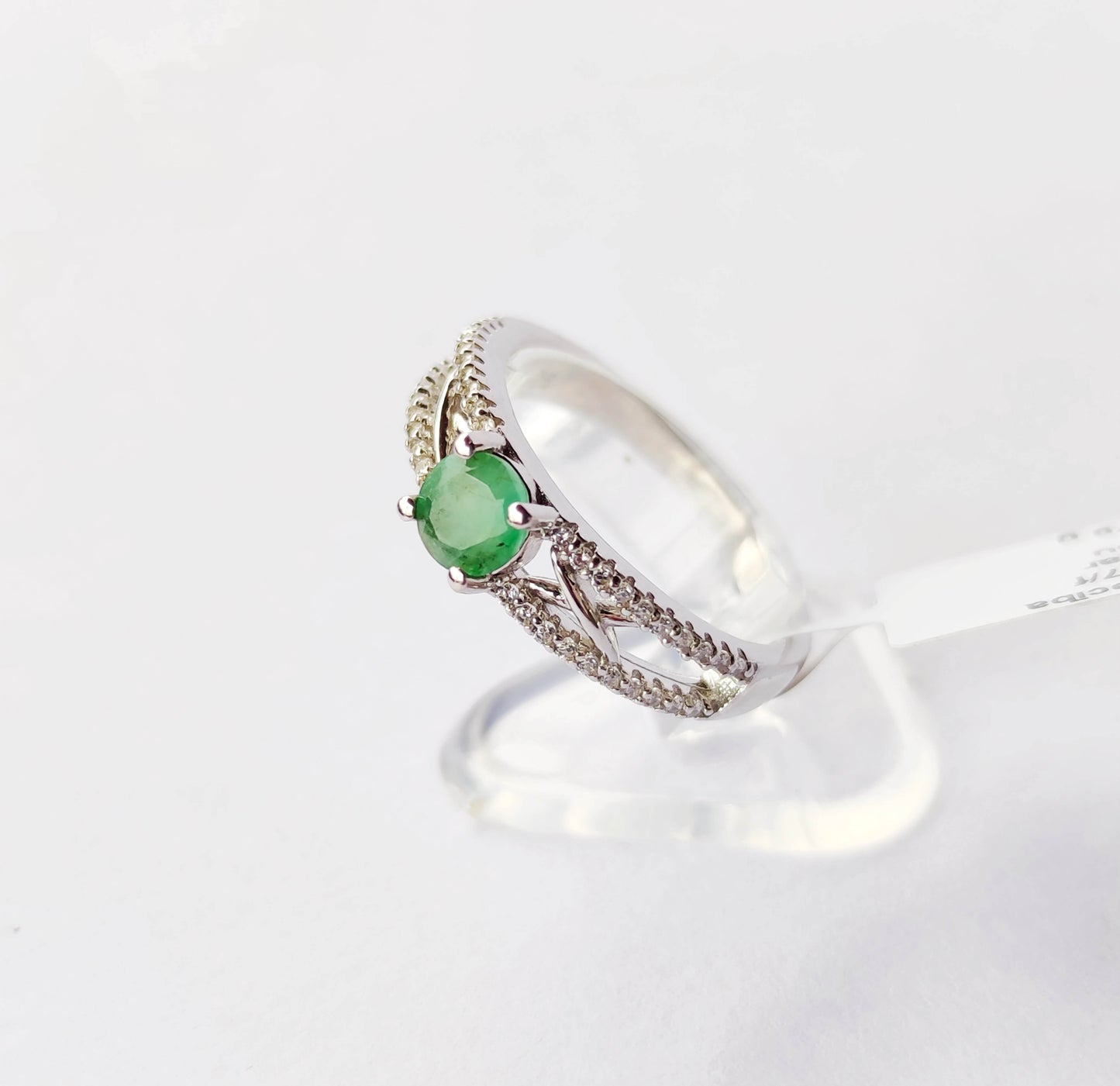 Silver Ring with Emerald and Zircons