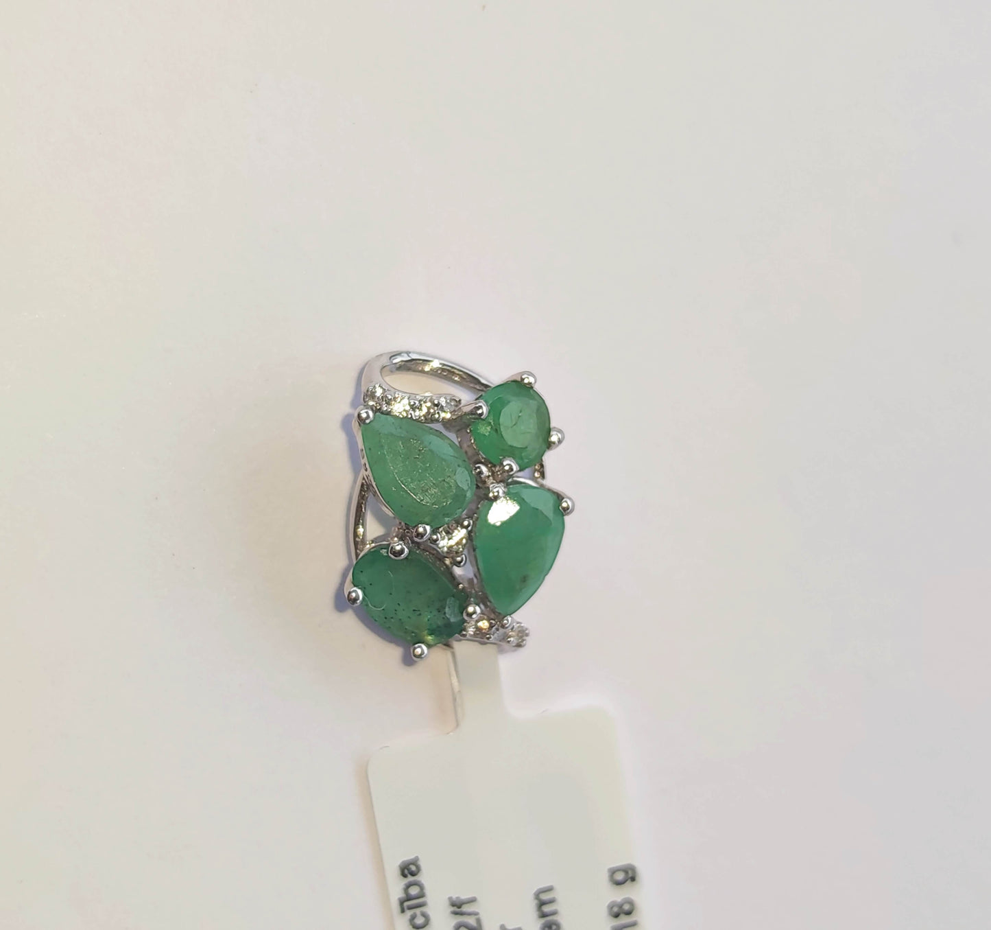 Silver Pendant with Emeralds and Zircons