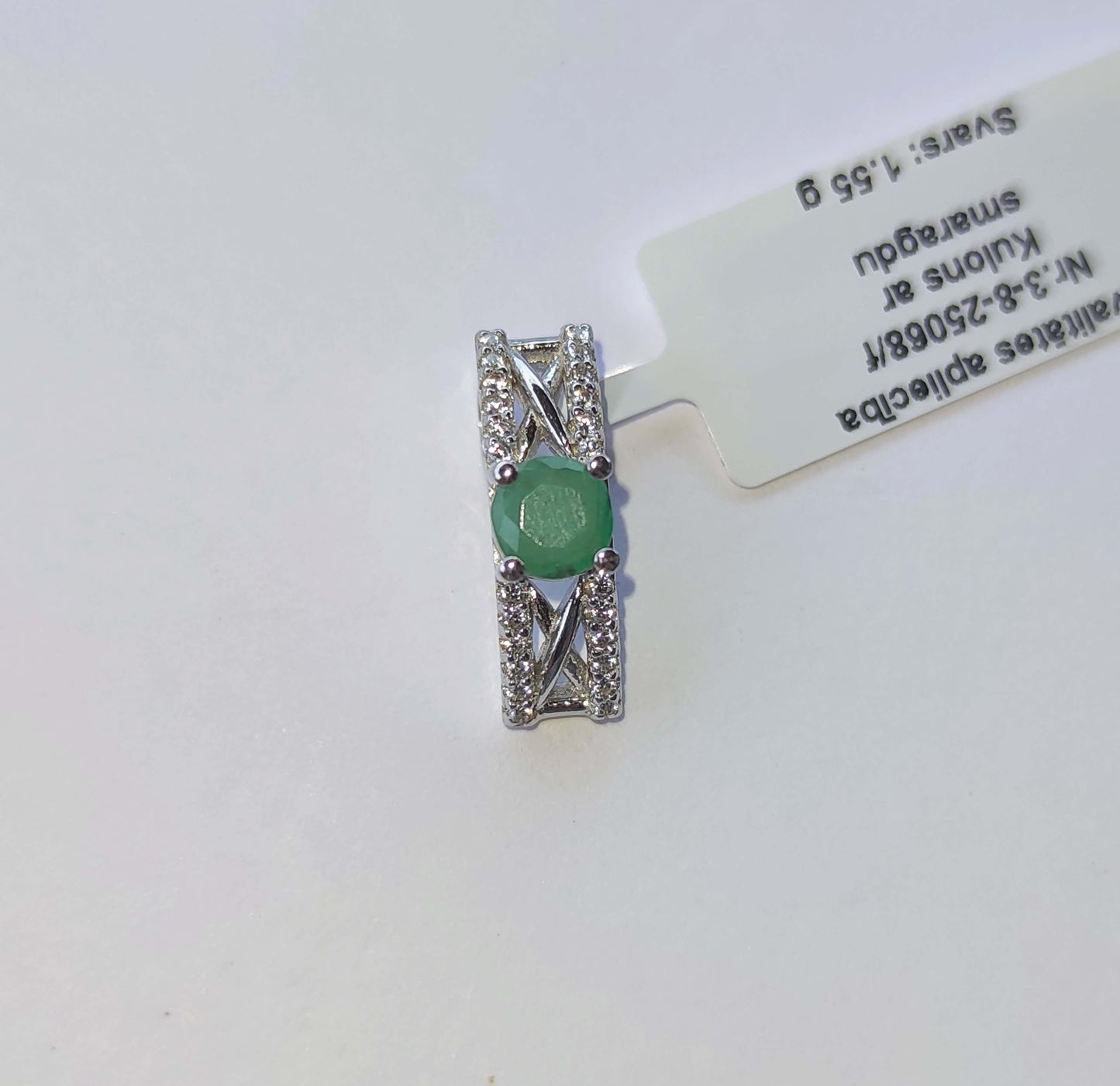 Silver Pendant with Emerald and Zircons