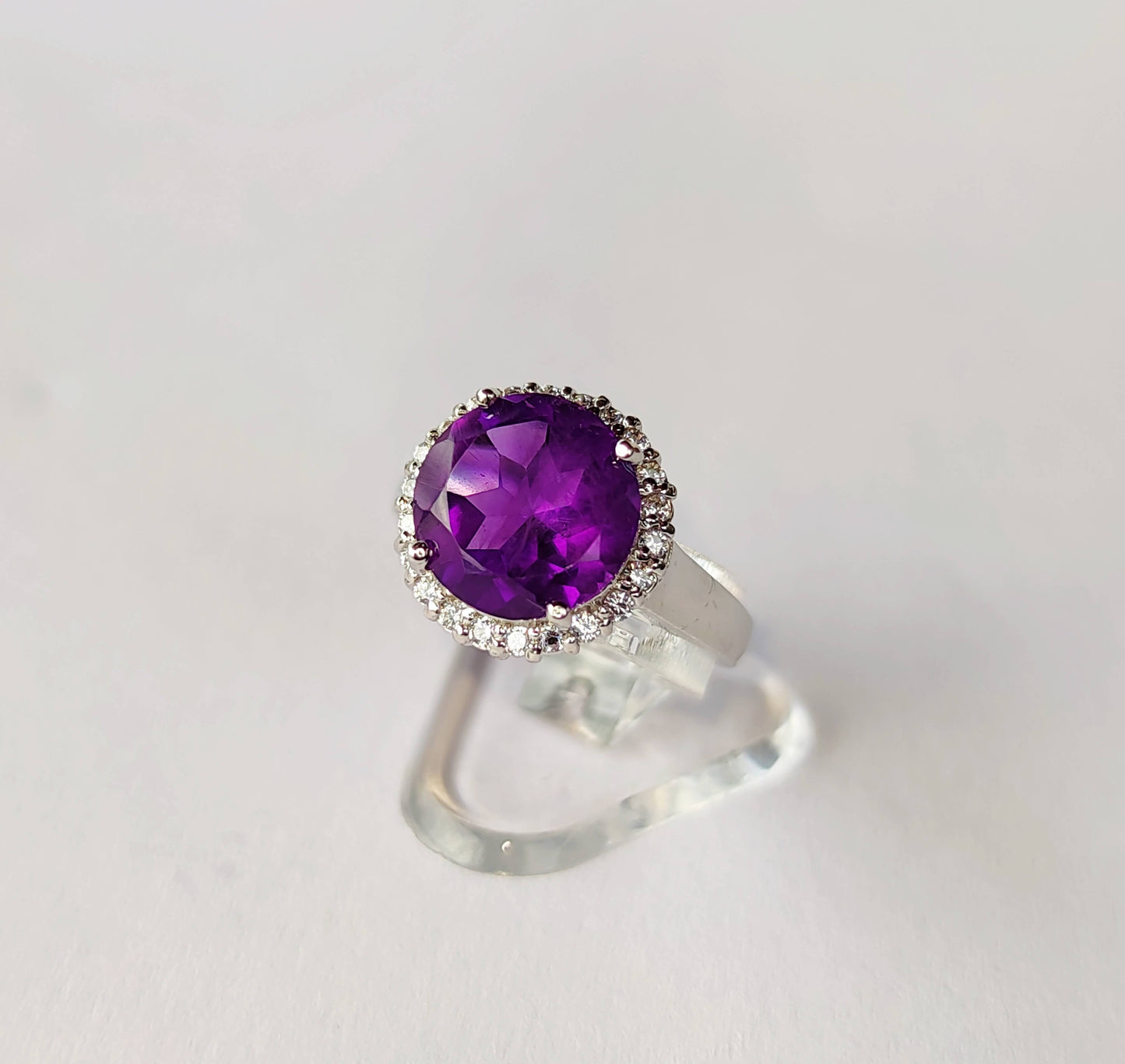Silver Ring with Amethyst and Zircons