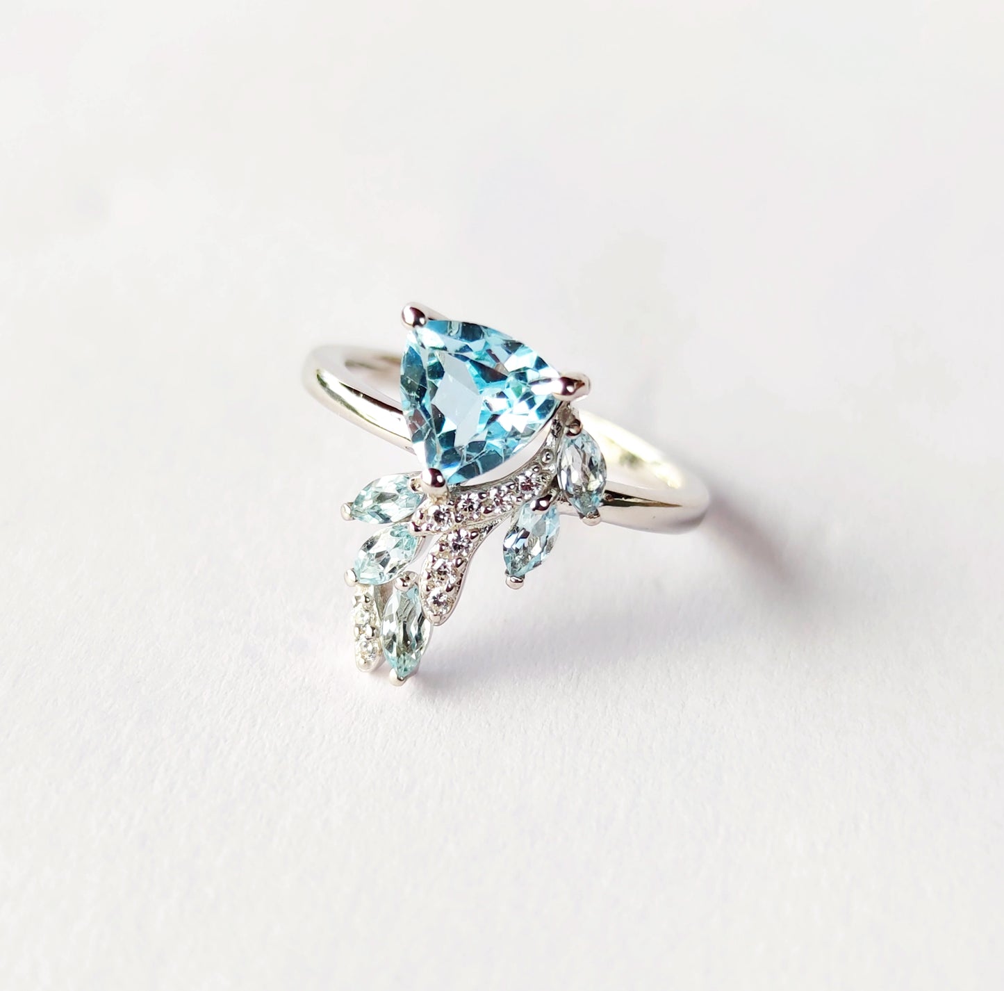 Silver Pendant with Blue Topaz and Zircons