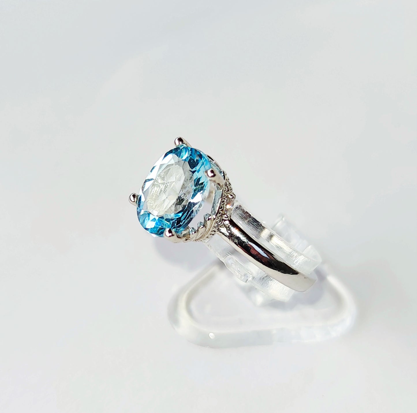 Silver Pendant with Blue Topaz and Zircons