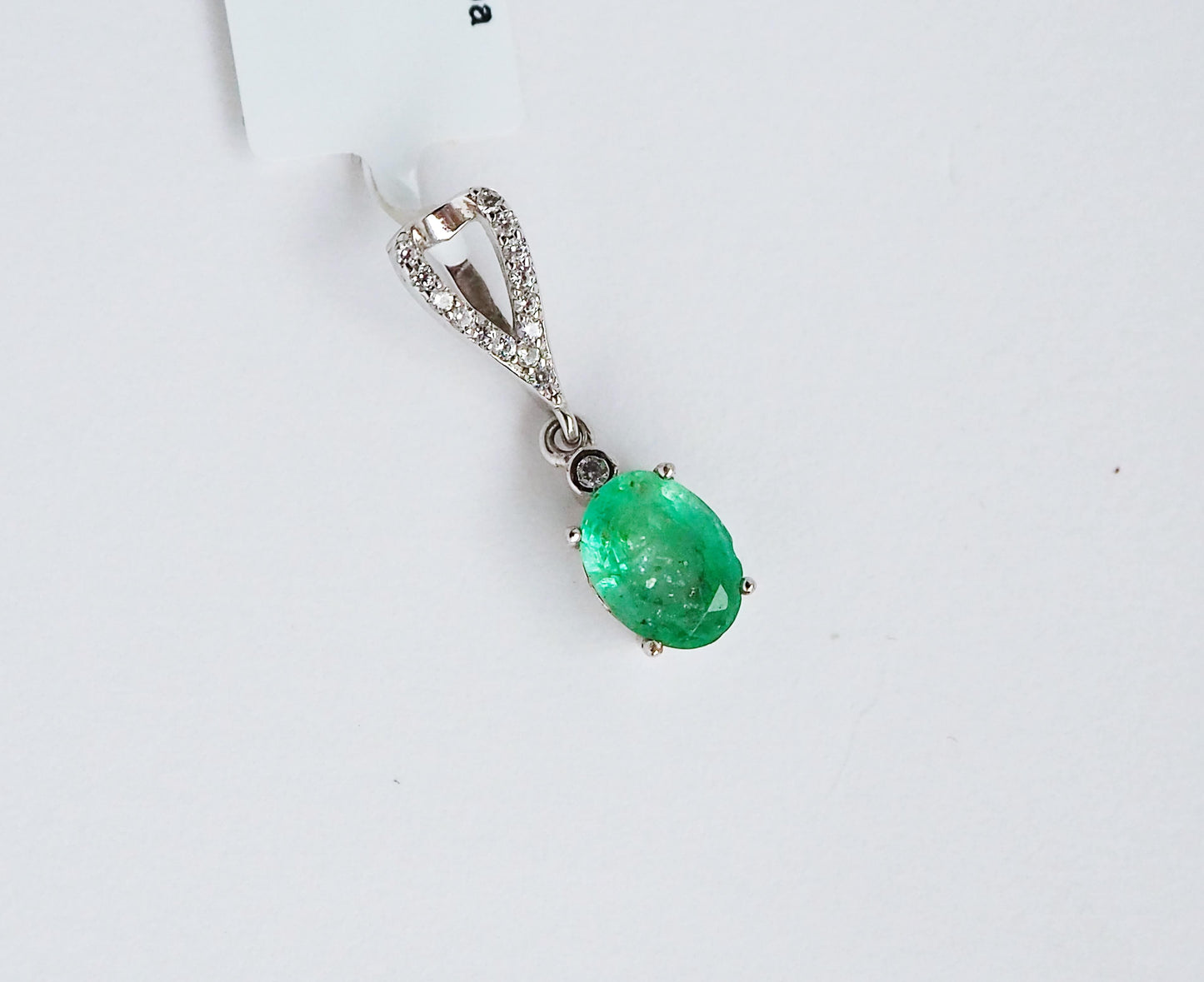 Silver Pendant with Emerald and Zircons