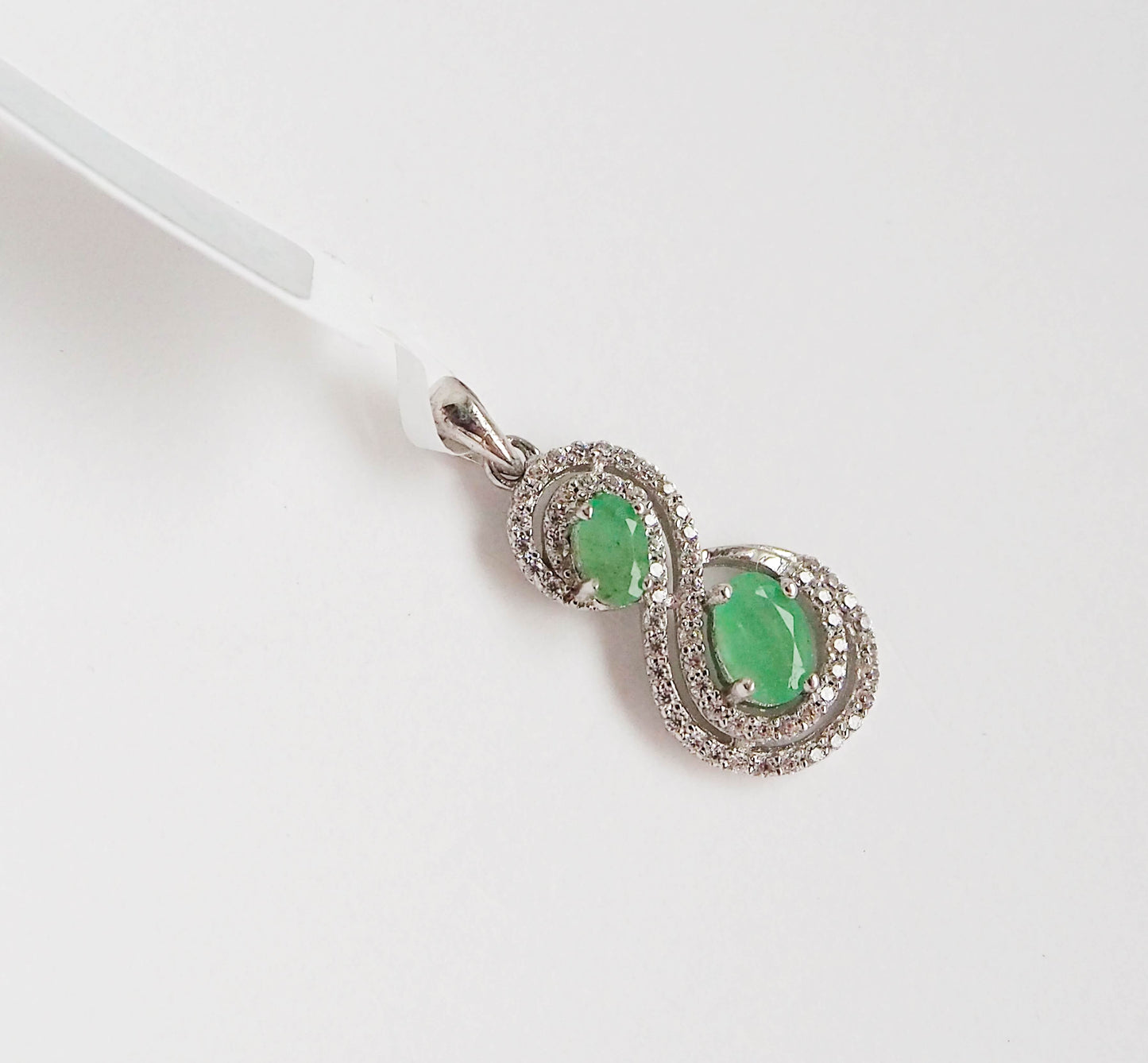 Silver Pendant with Emeralds and Zircons