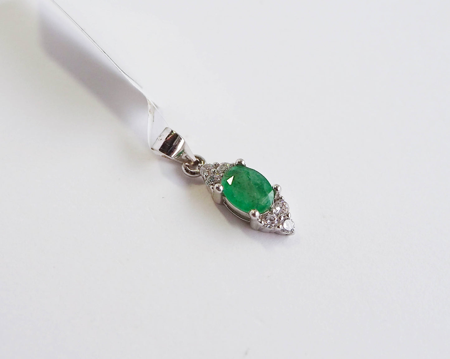Silver Pendant with Emerald and Zircons